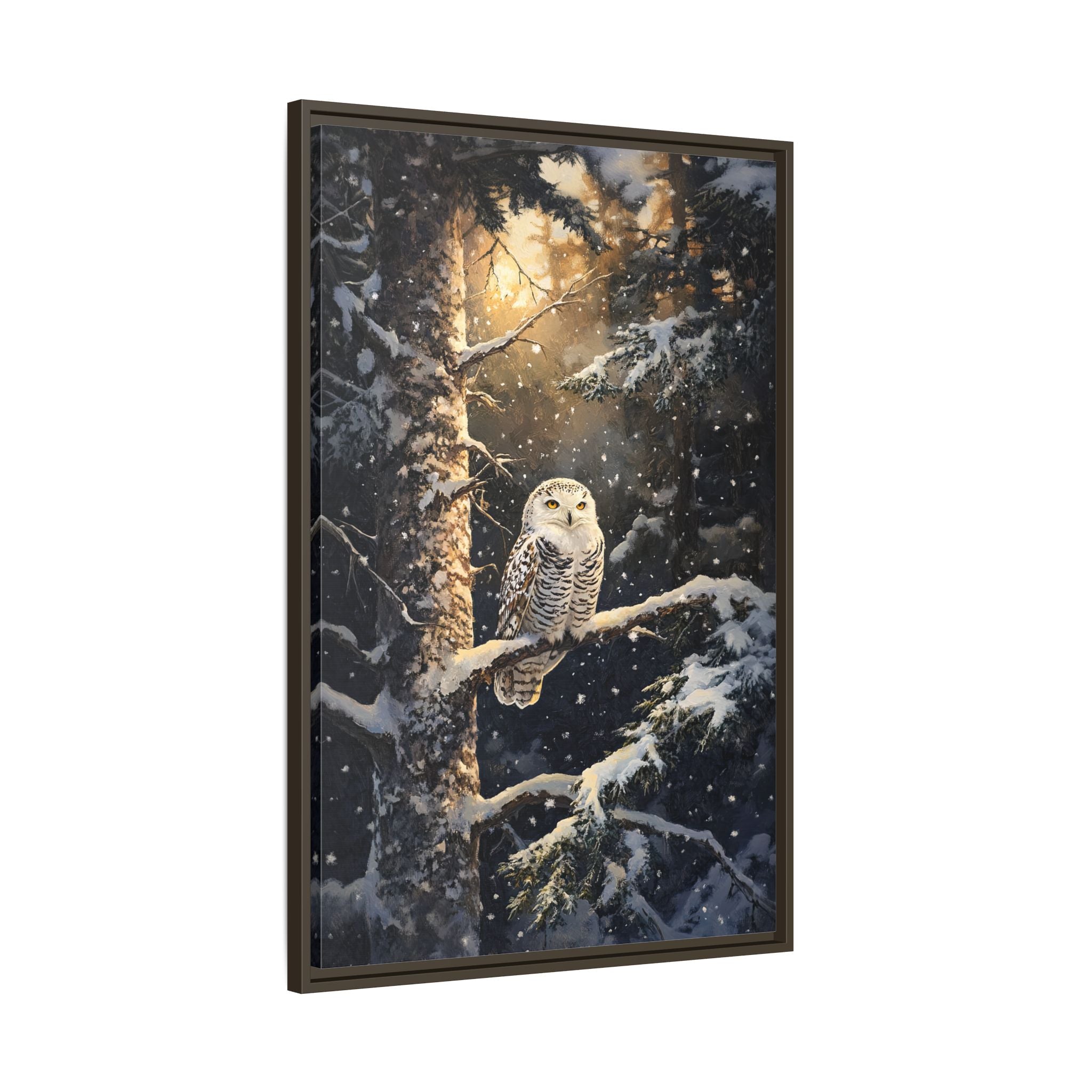 Framed Canvas - Silent Gaze Snow Owl