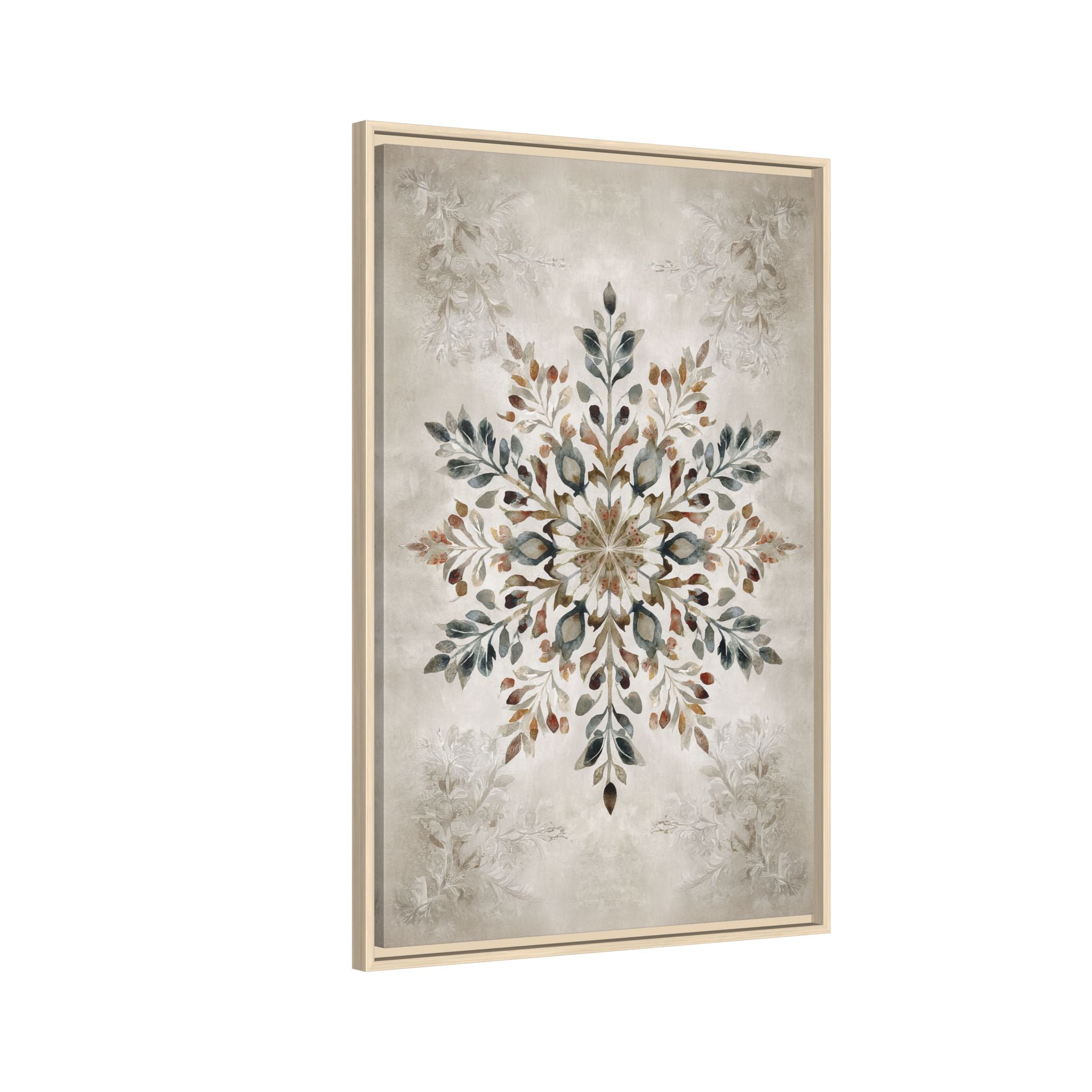 Framed Canvas - Nordic Botanical Snowflake