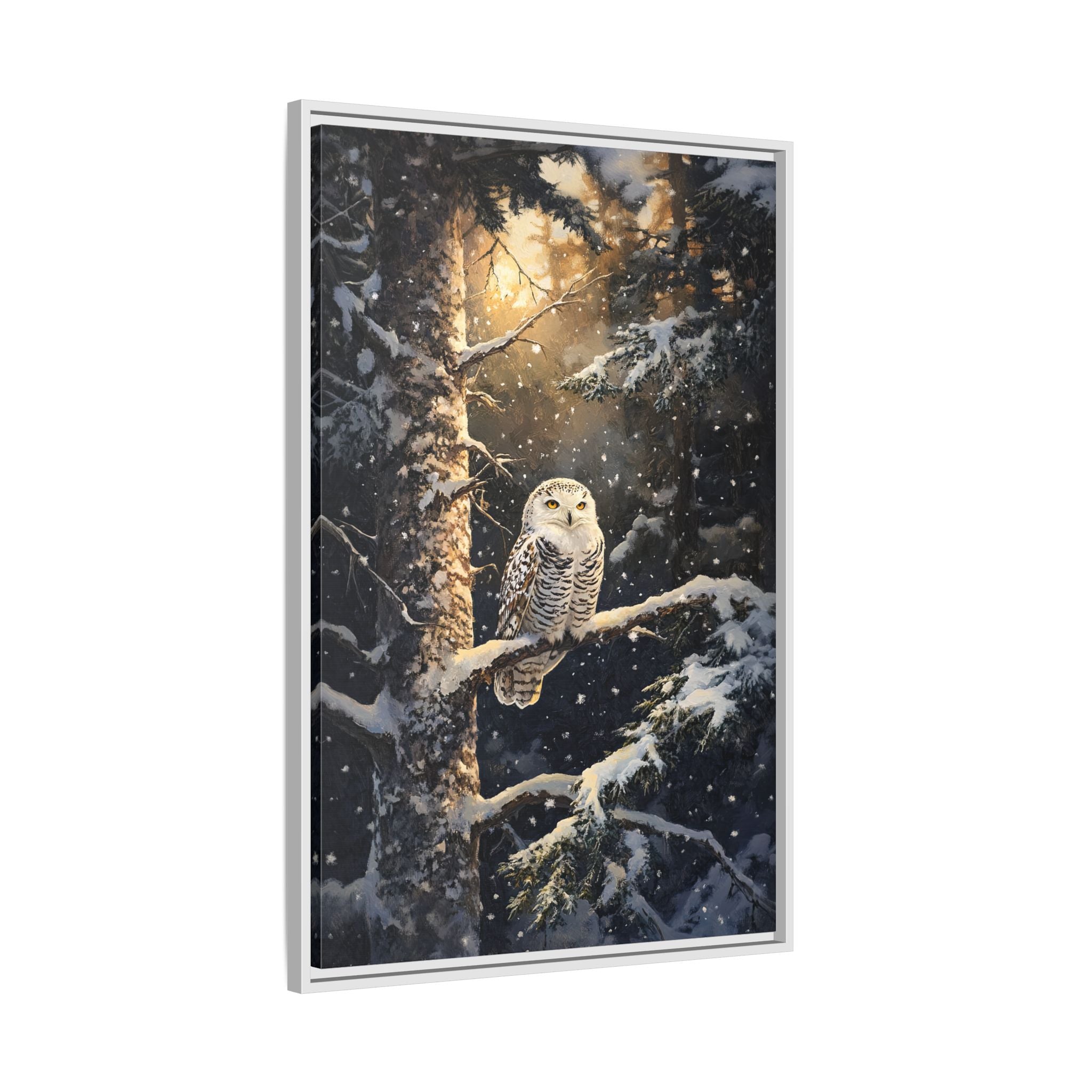 Framed Canvas - Silent Gaze Snow Owl