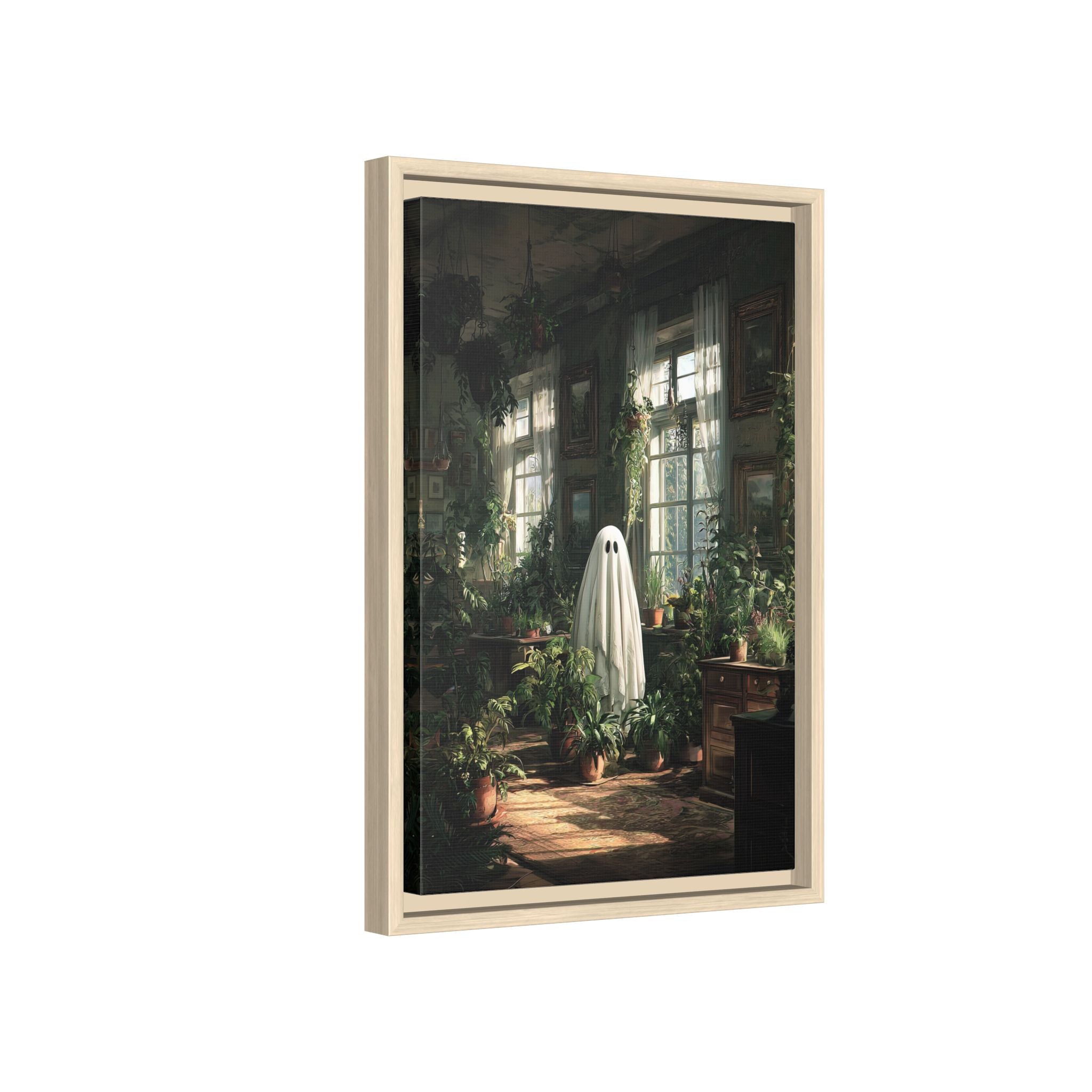 Framed Canvas - Ghost Among Houseplants