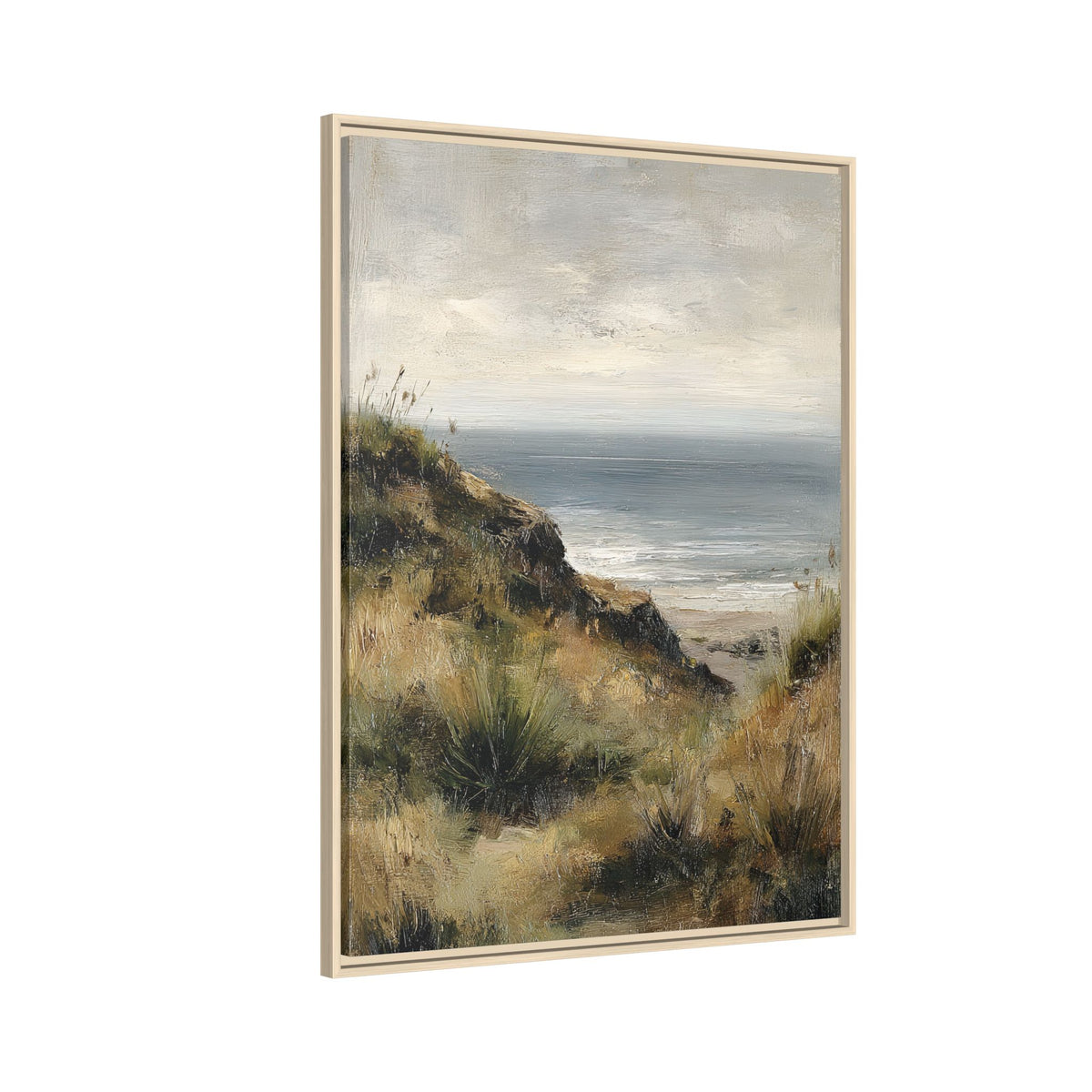 Framed Canvas - Misty Coastal Seascape
