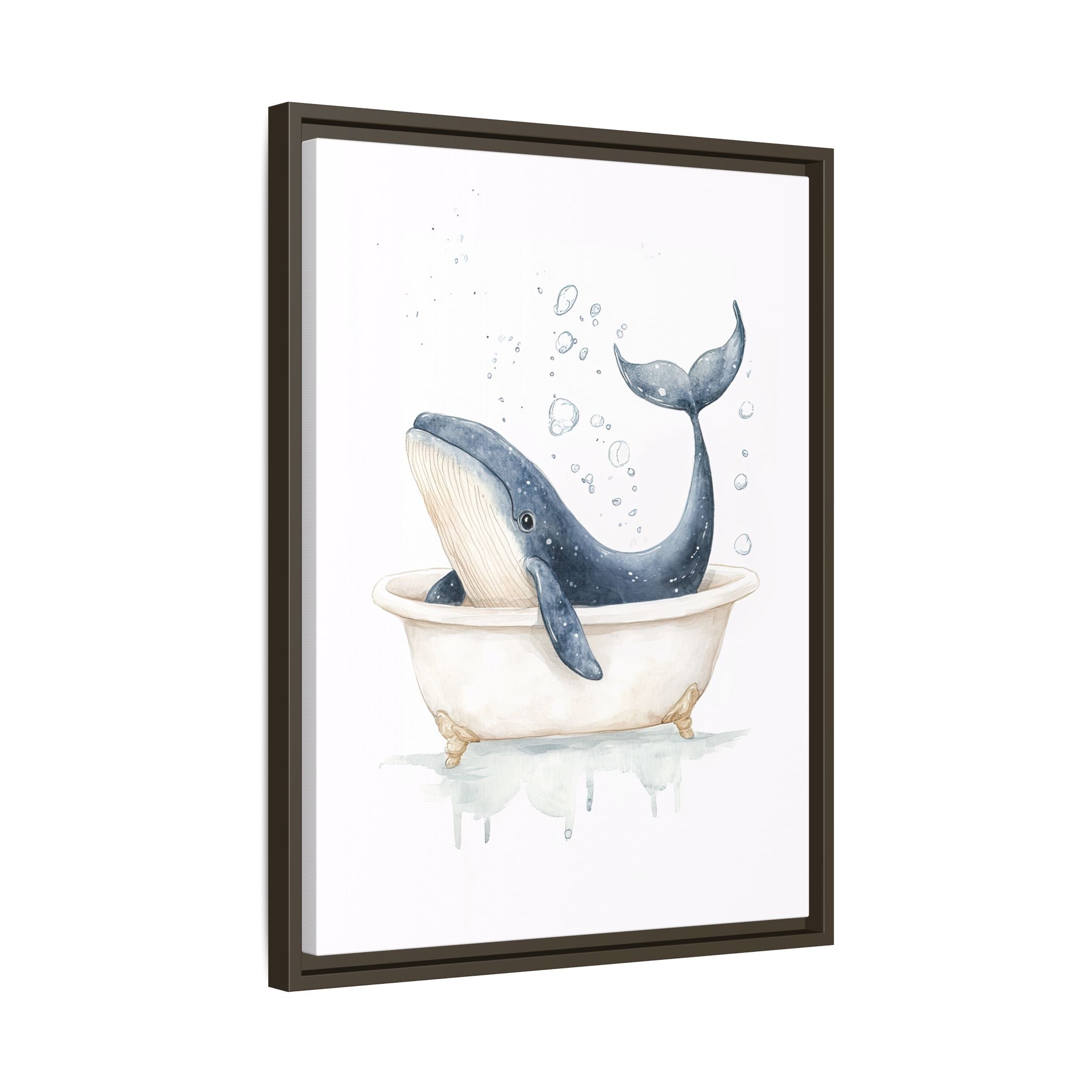 Framed Canvas - Whale Tub Bubble Splash