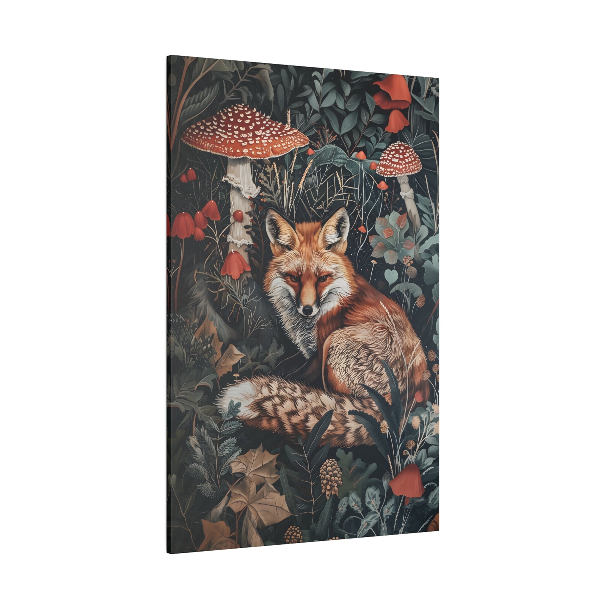 .75" Matte Canvas - Forest Fox with Mushrooms