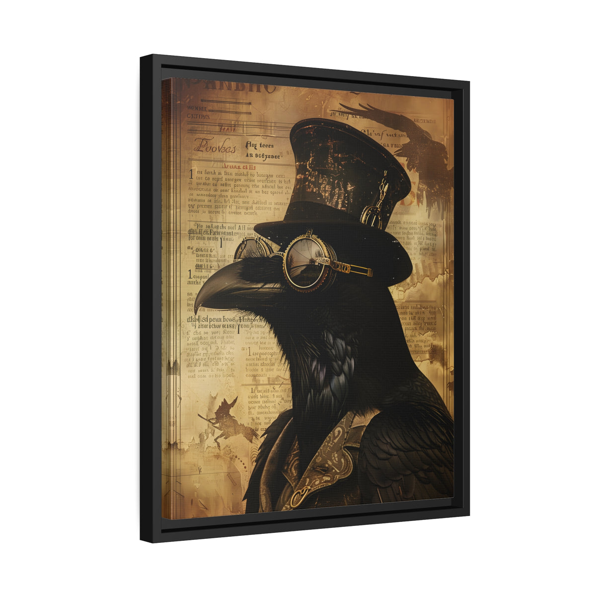 Framed Canvas - Steampunk Raven&