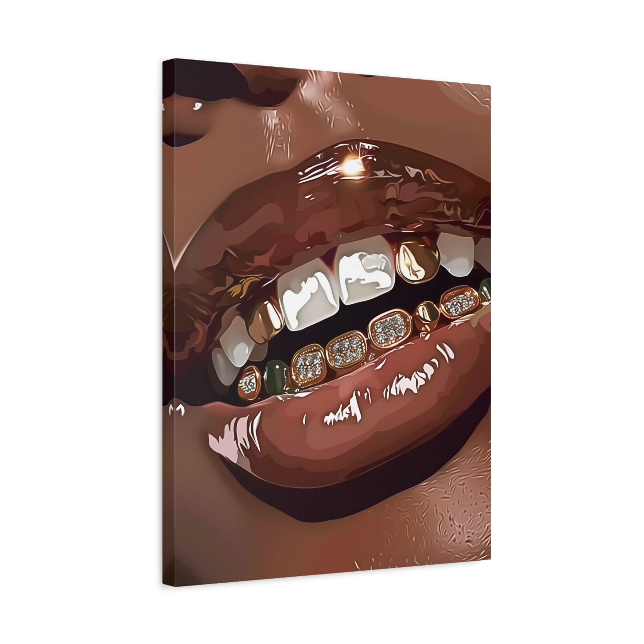 1.25" Matte Canvas - Golden Grill Smile