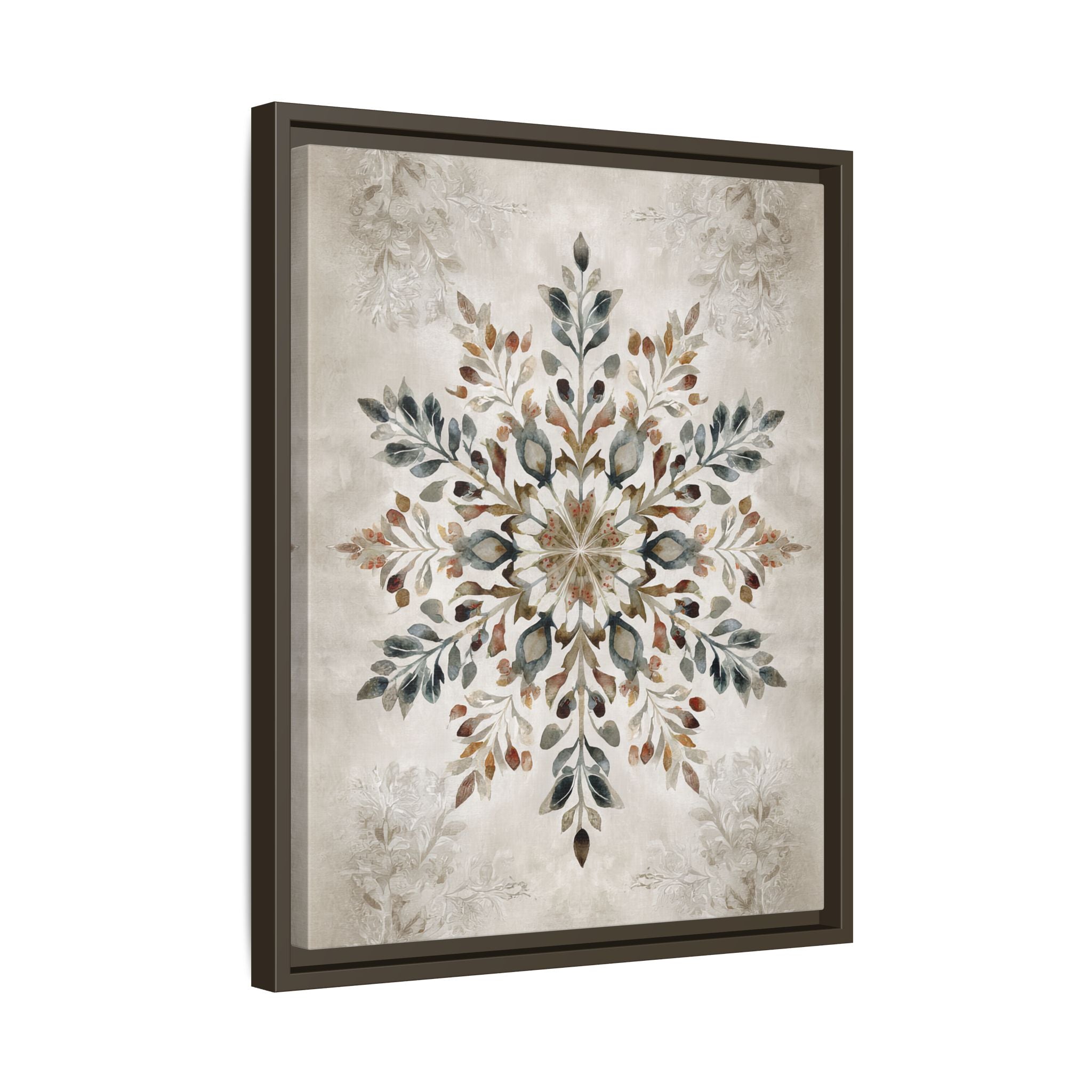 Framed Canvas - Nordic Botanical Snowflake