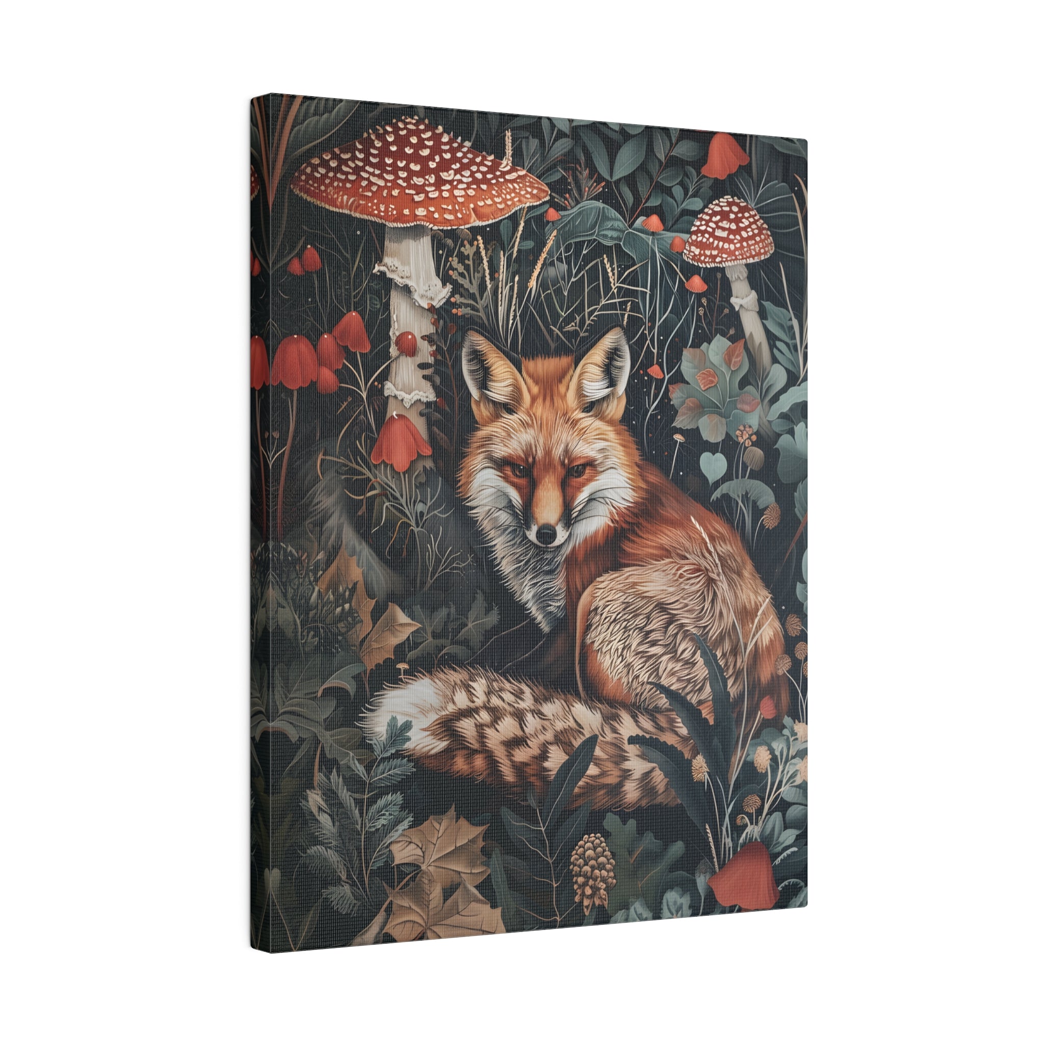 .75" Matte Canvas - Forest Fox with Mushrooms