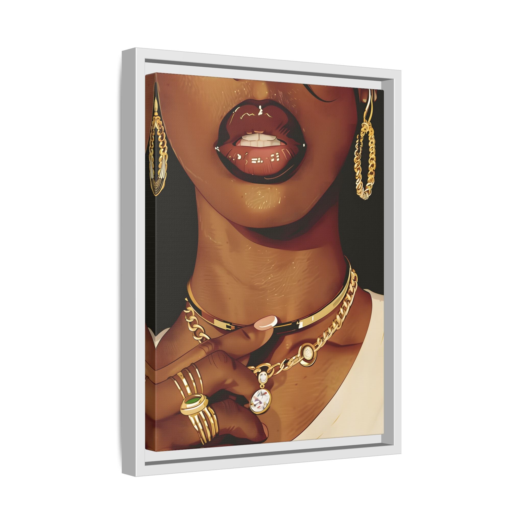 Framed Canvas - Golden Luxe Confidence Portrait