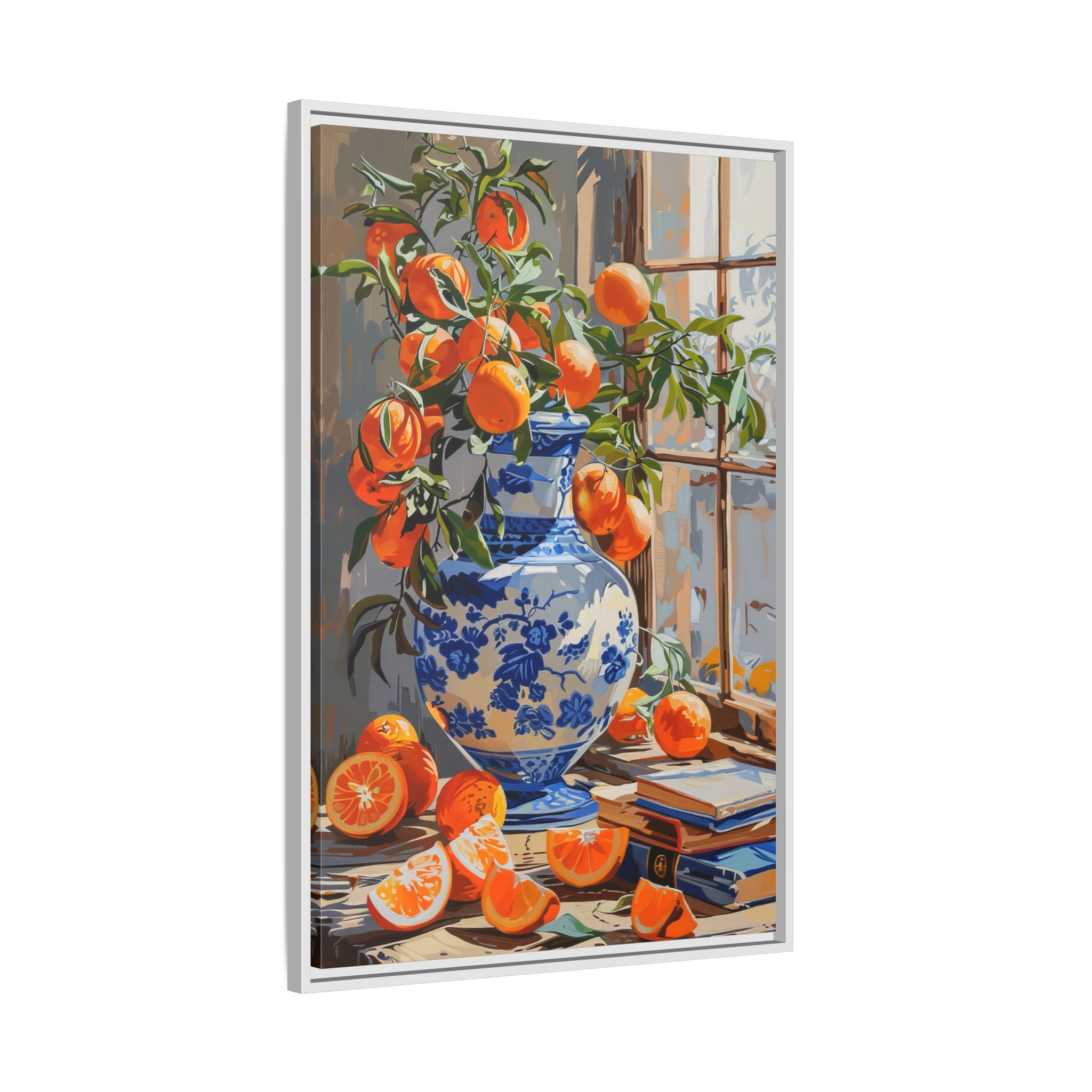 Framed Canvas - Sunlit Citrus & Porcelain