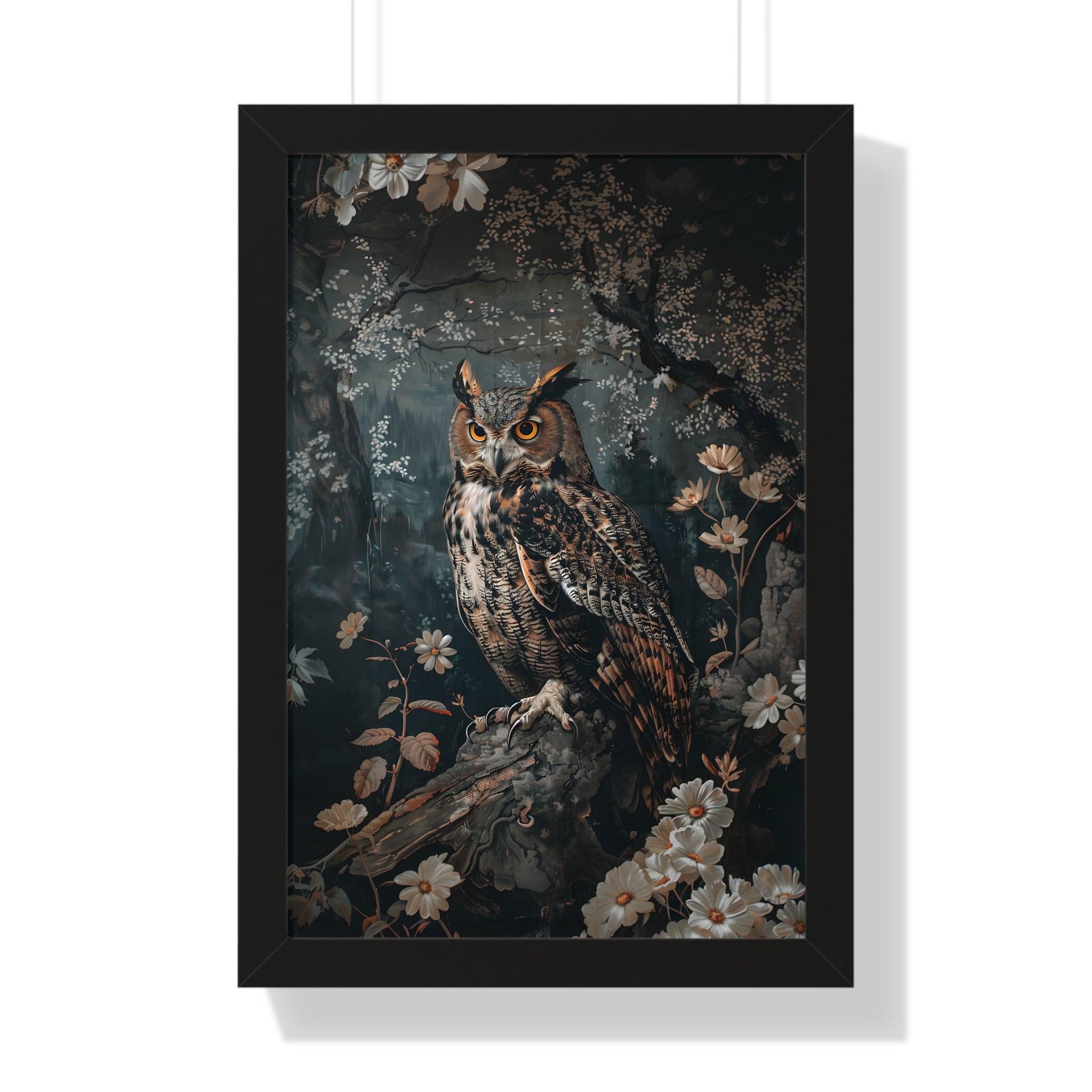 Framed Paper Print - Midnight Watchful Owl