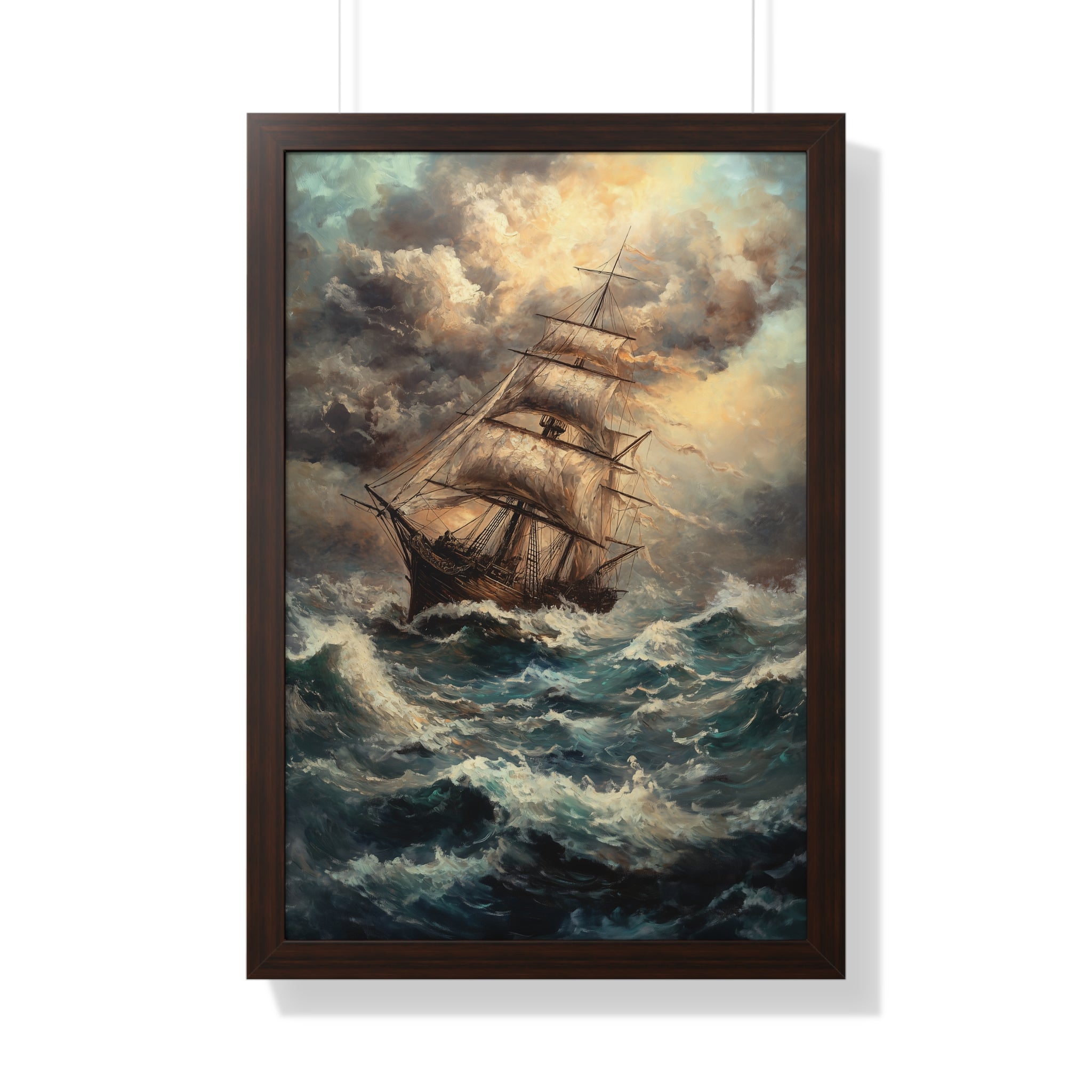 Framed Paper Print - Stormy Voyage Sailing Ship