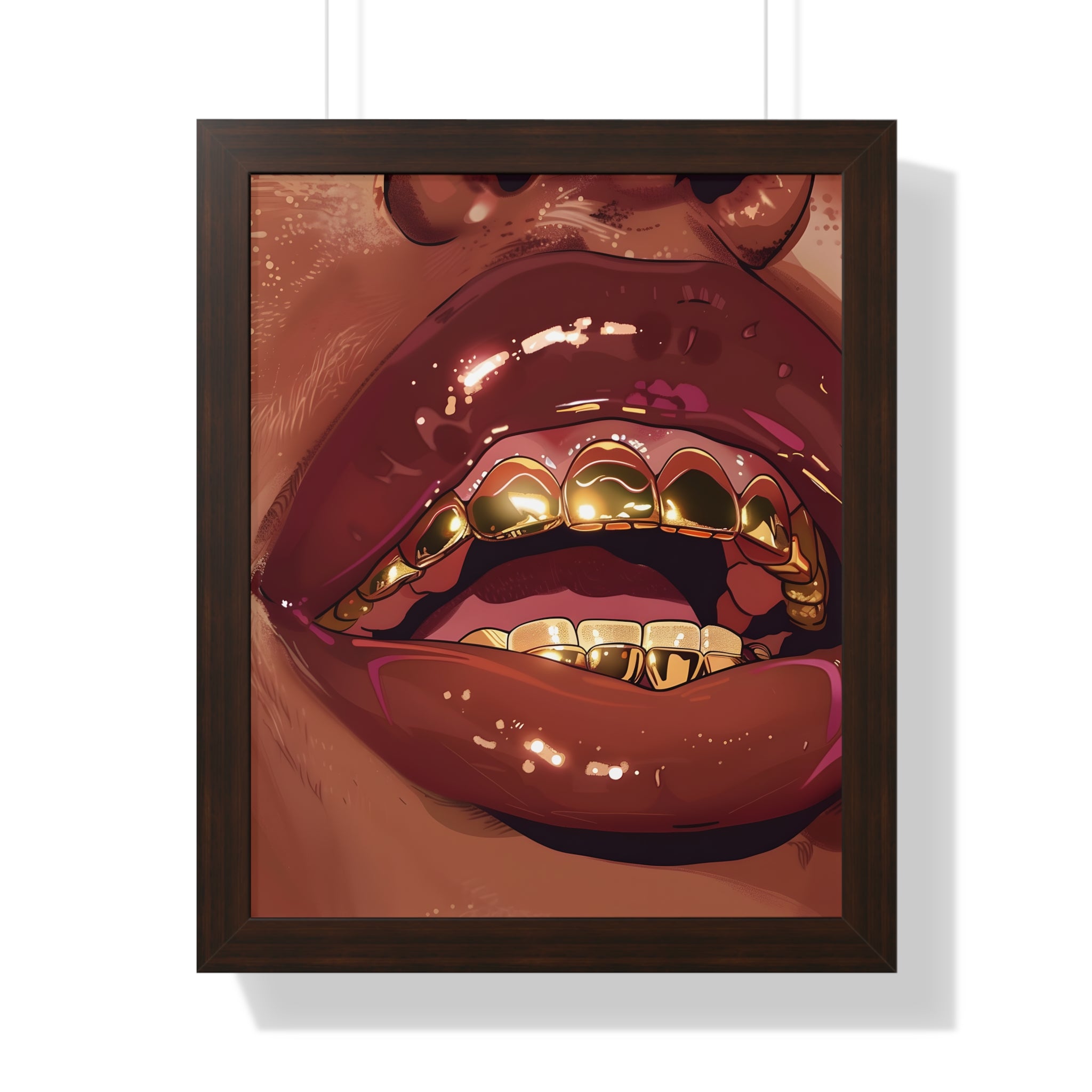 Framed Paper Print - Gold Grills Glam Closeup