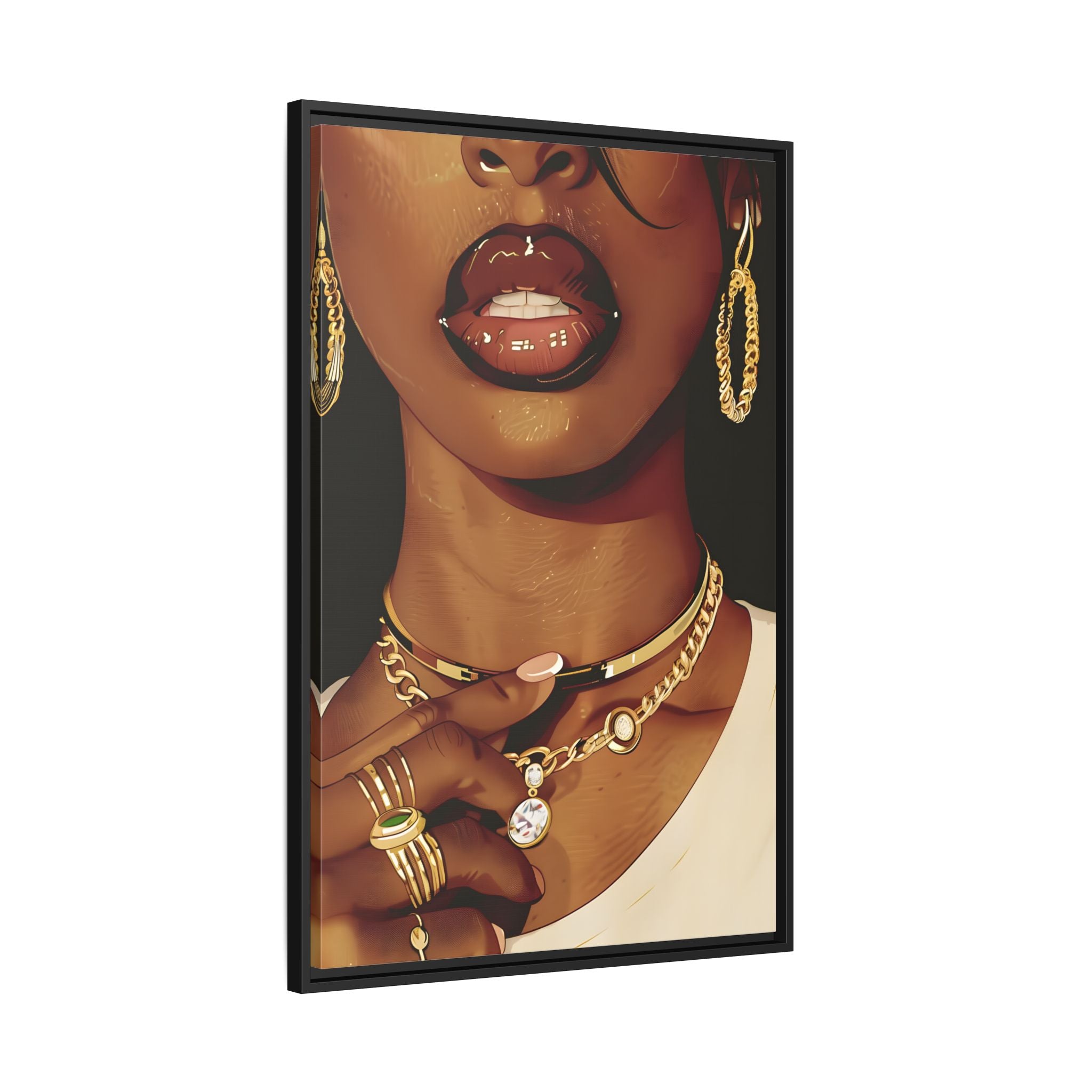 Framed Canvas - Golden Luxe Confidence Portrait