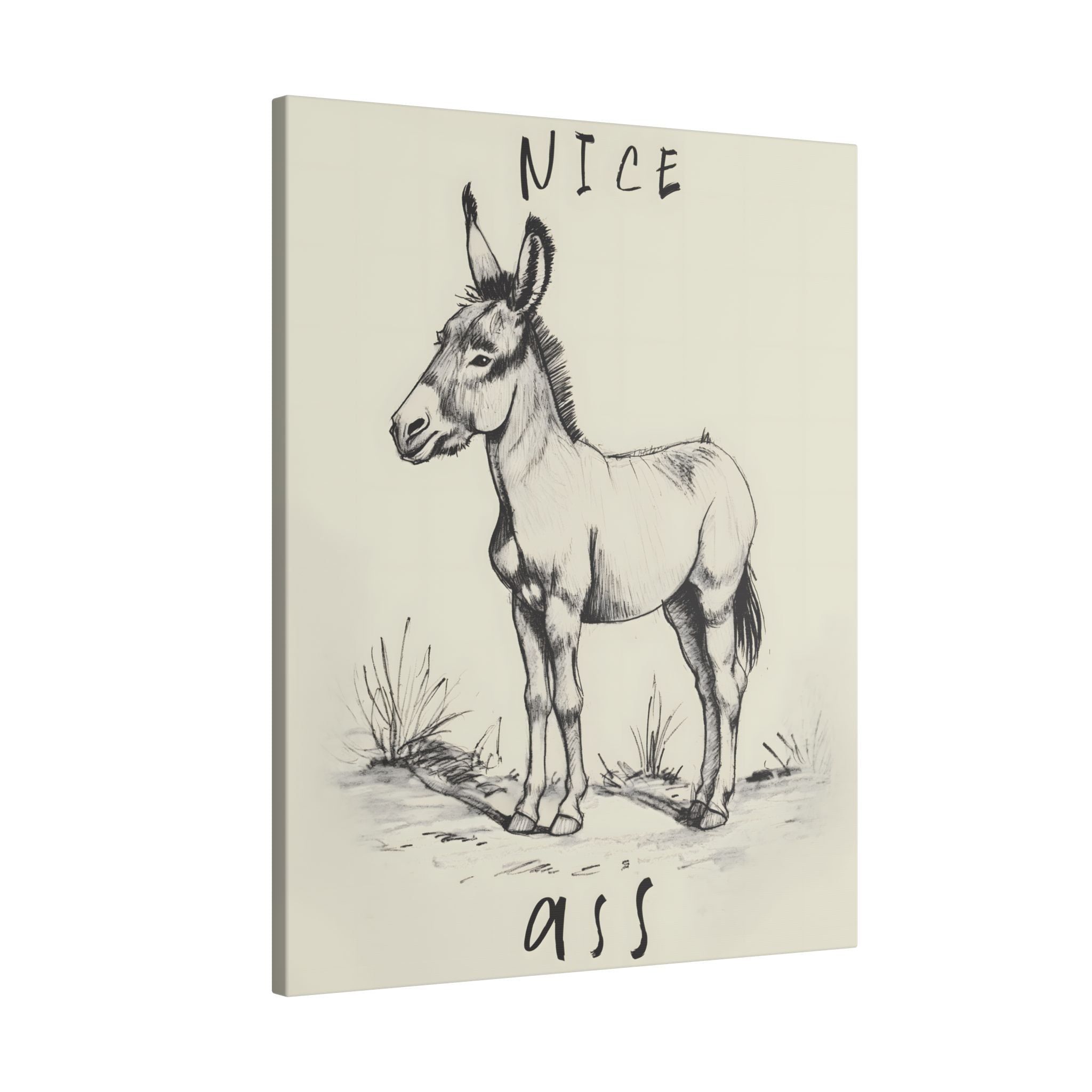 .75" Matte Canvas - Donkey Line Art Humor