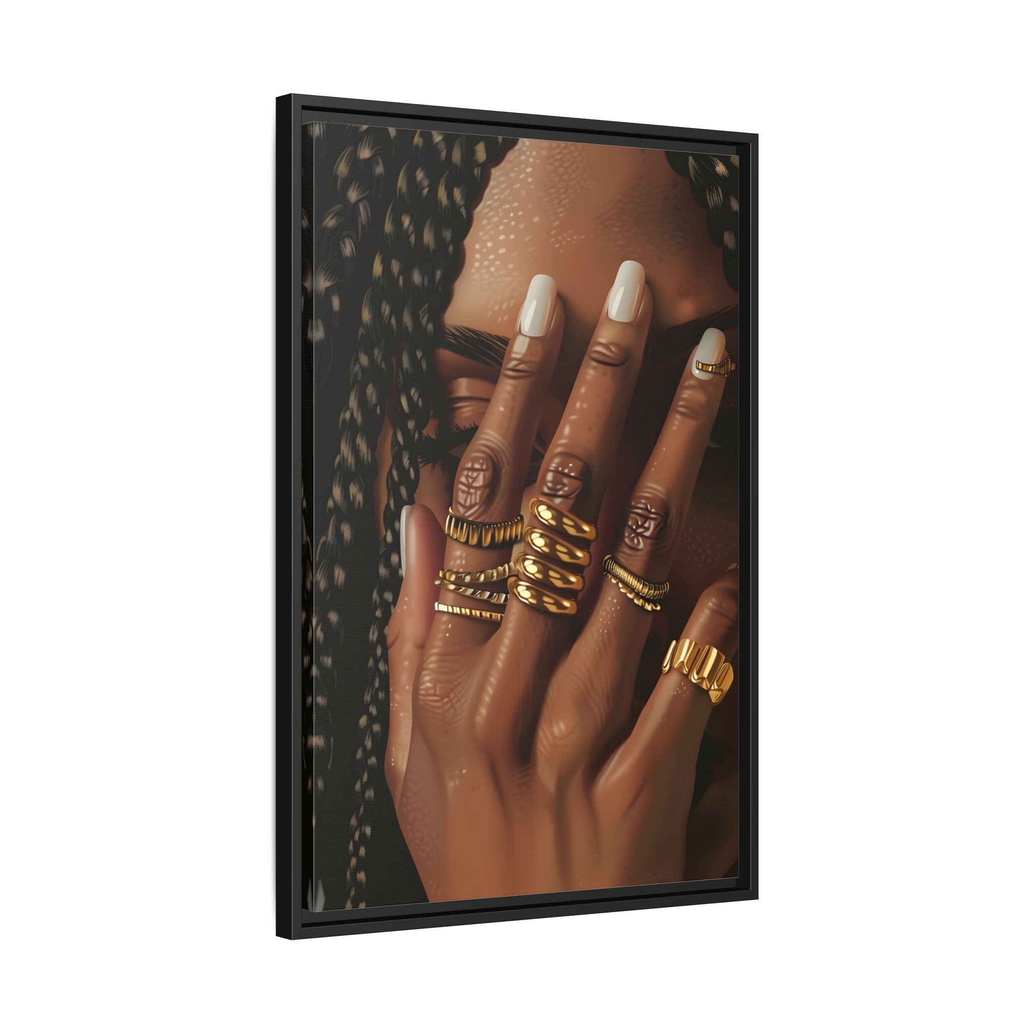 Framed Canvas - Braided Golden Ring Beauty