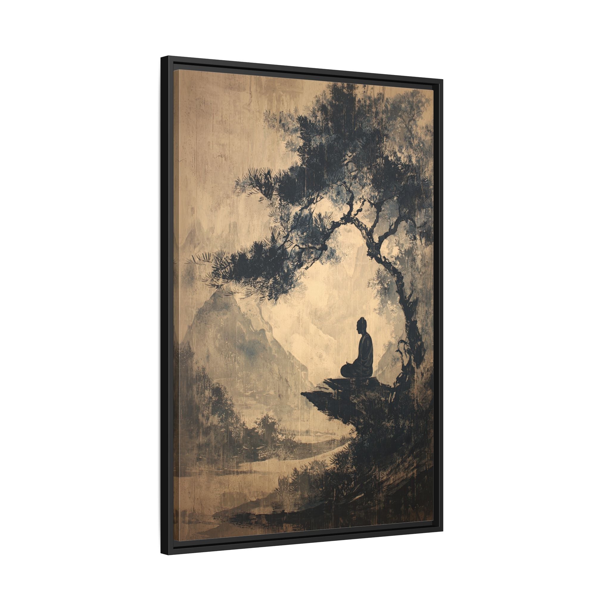 Framed Canvas - Mountain Tree Zen Silence