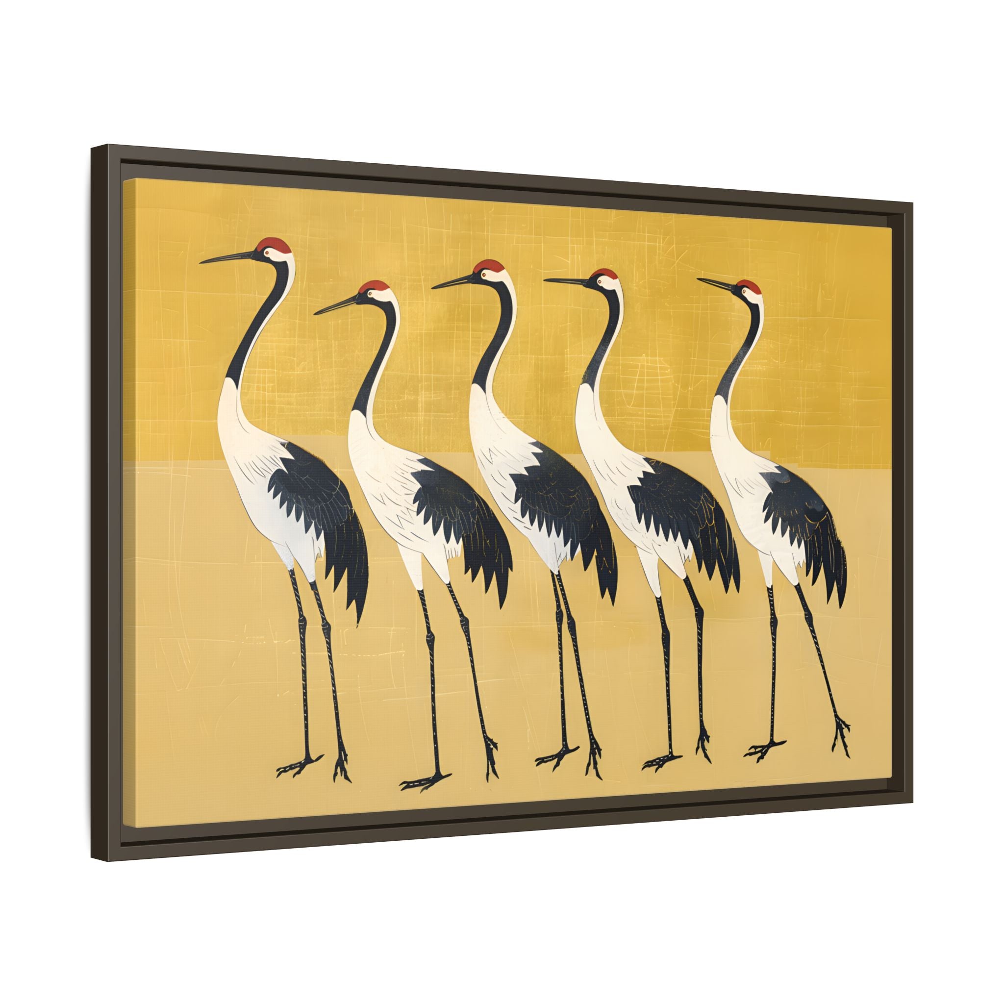 Framed Canvas - Golden Parade of Cranes