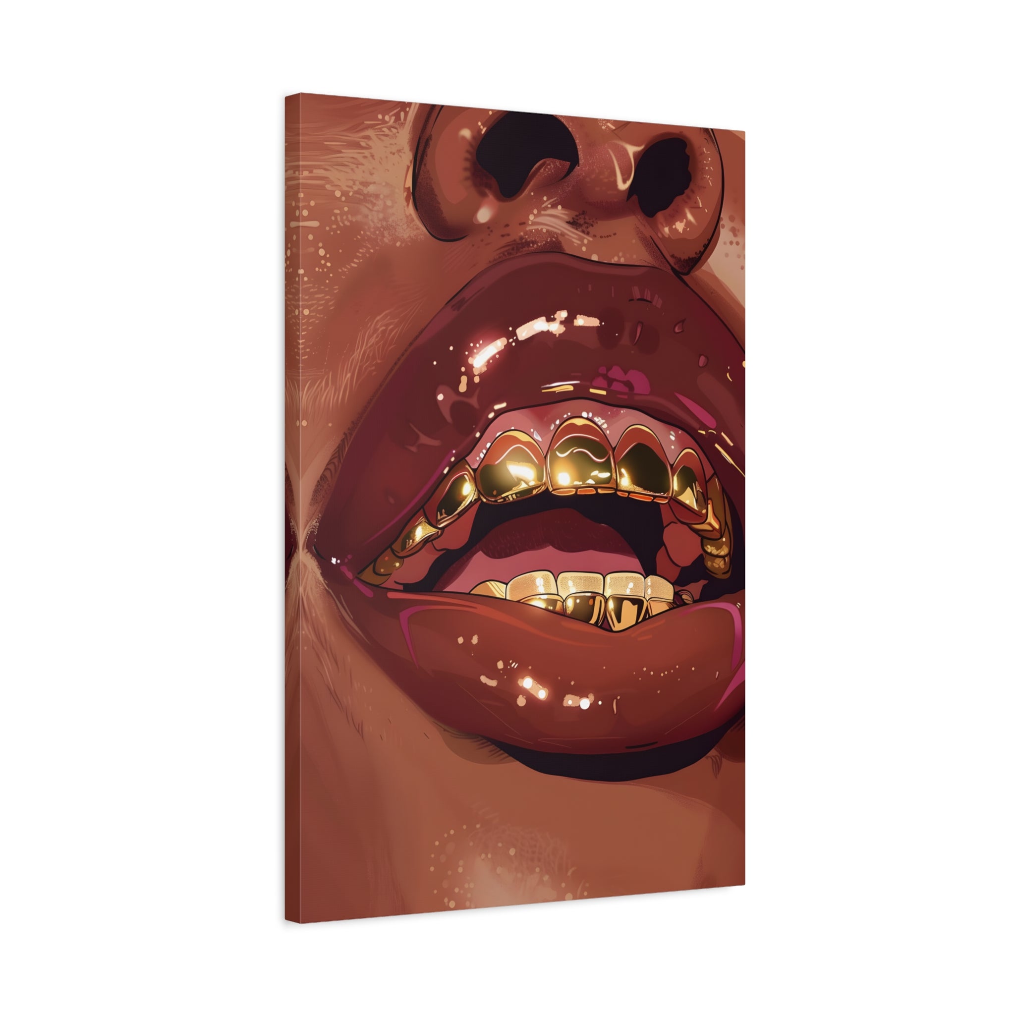 1.25" Matte Canvas - Gold Grills Glam Closeup