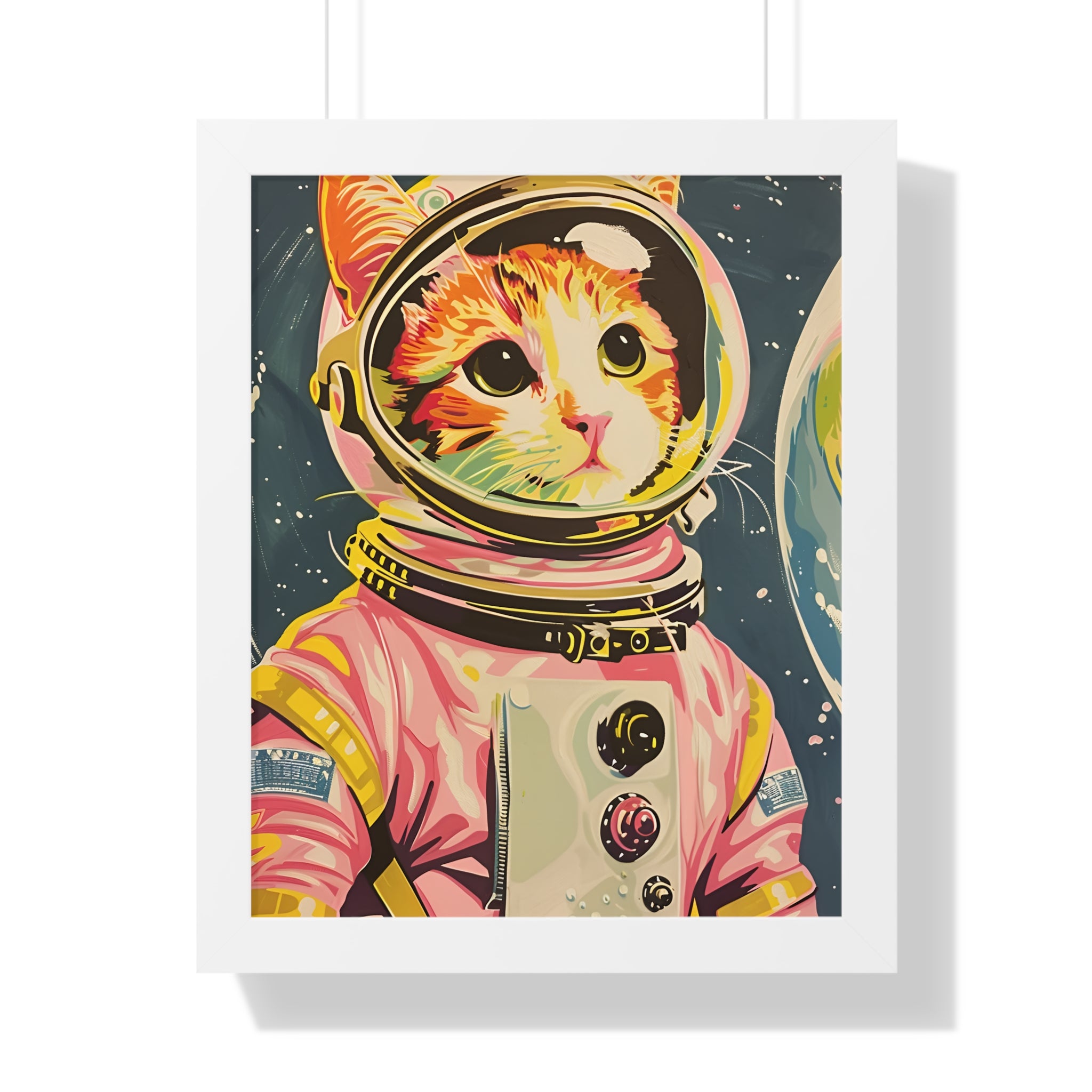 Framed Paper Print - Catstronaut Pink Mission