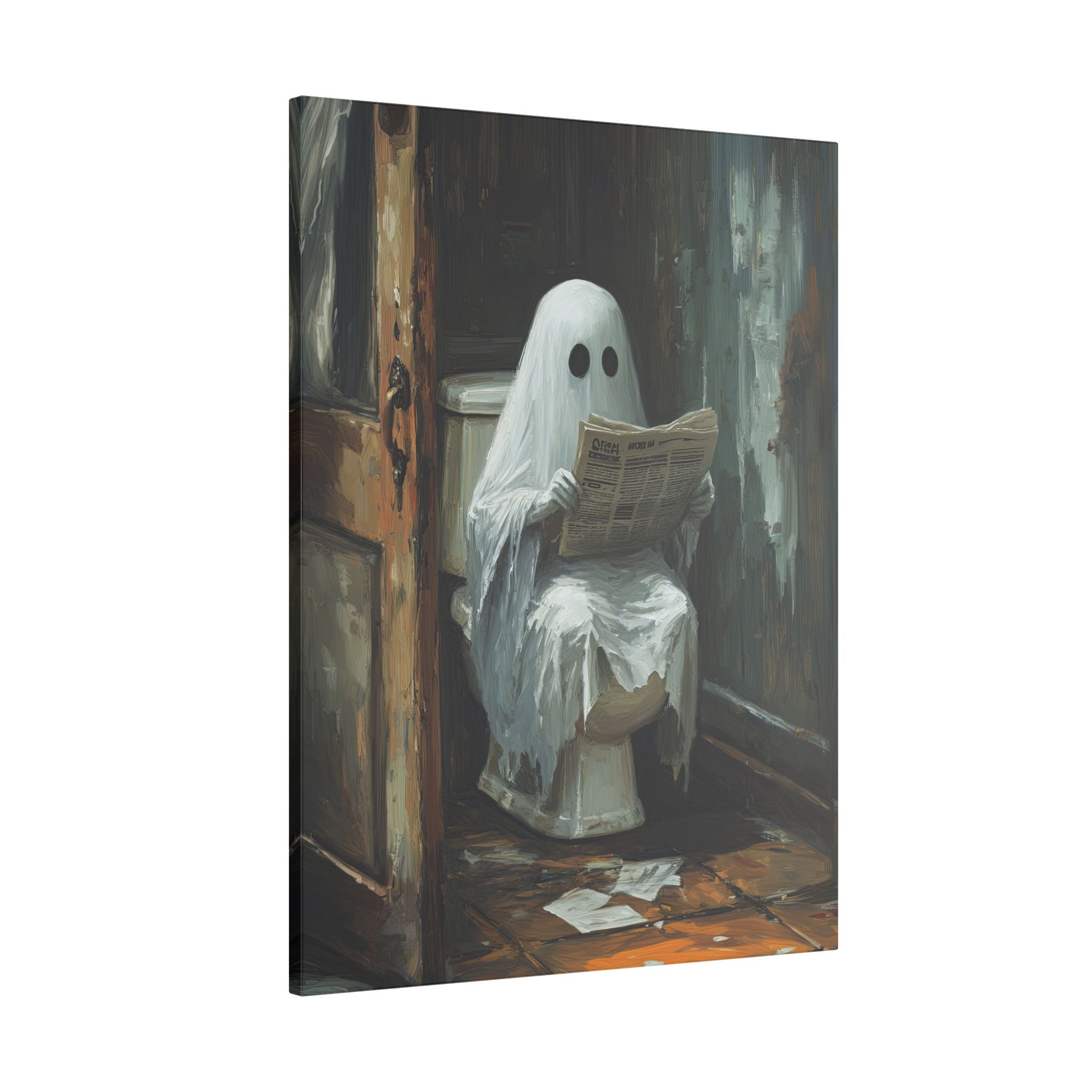 .75" Matte Canvas - Ghostly Bathroom Break