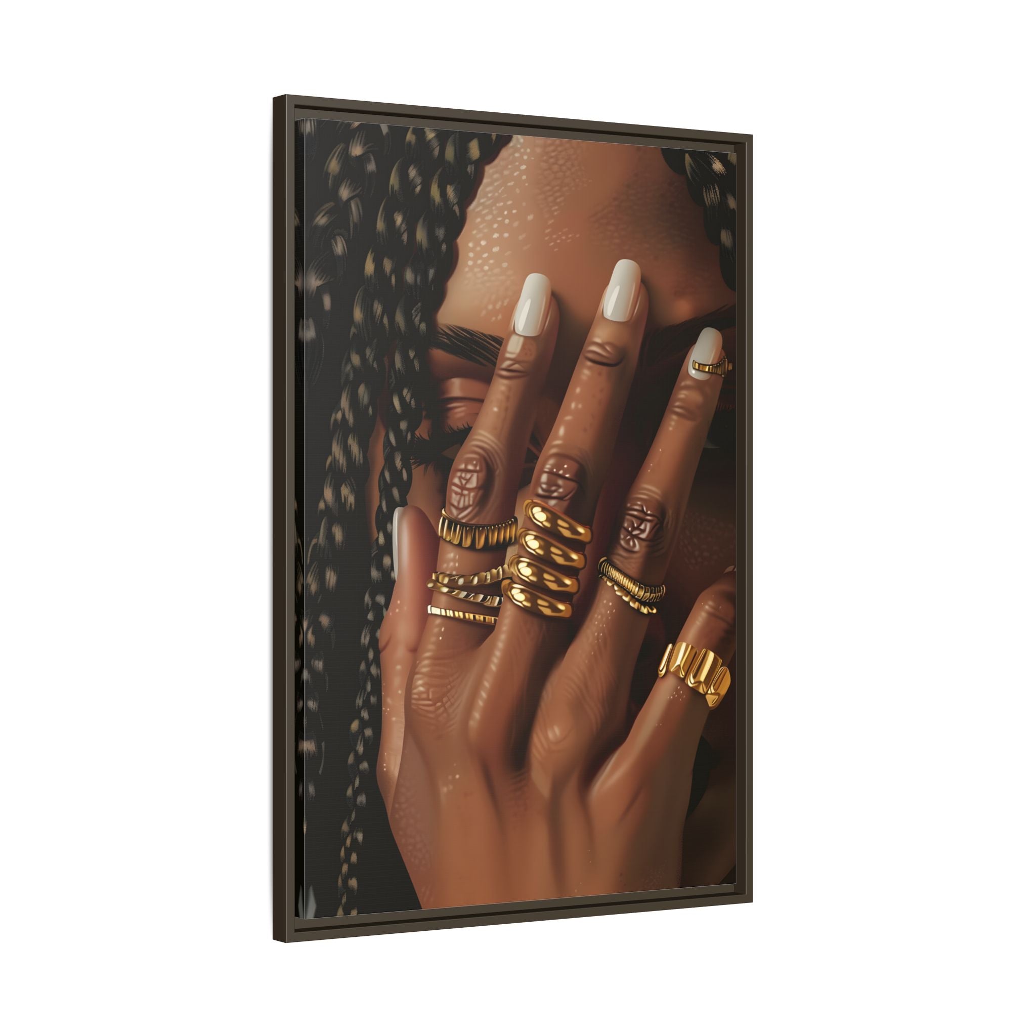 Framed Canvas - Braided Golden Ring Beauty