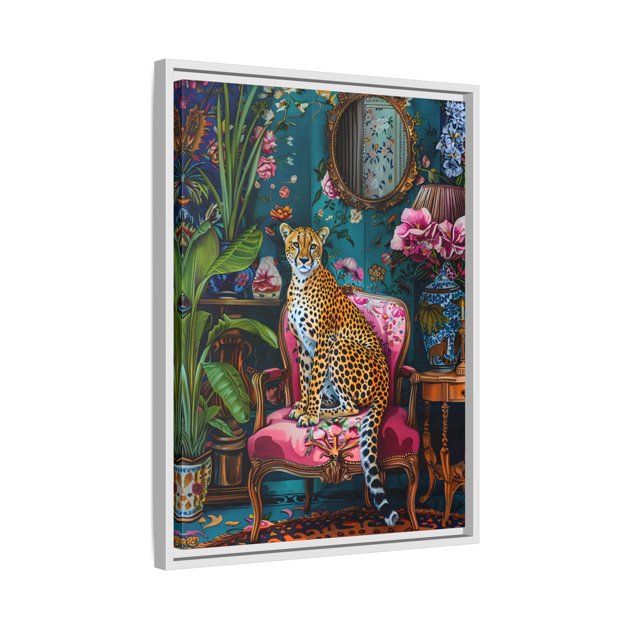Framed Canvas - Regal Cheetah Reverie