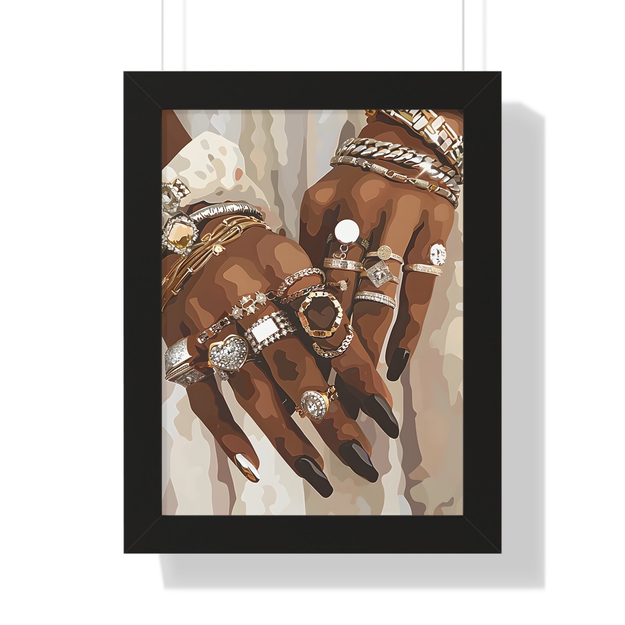 Framed Paper Print - Layered Luxe Jewelry Hands