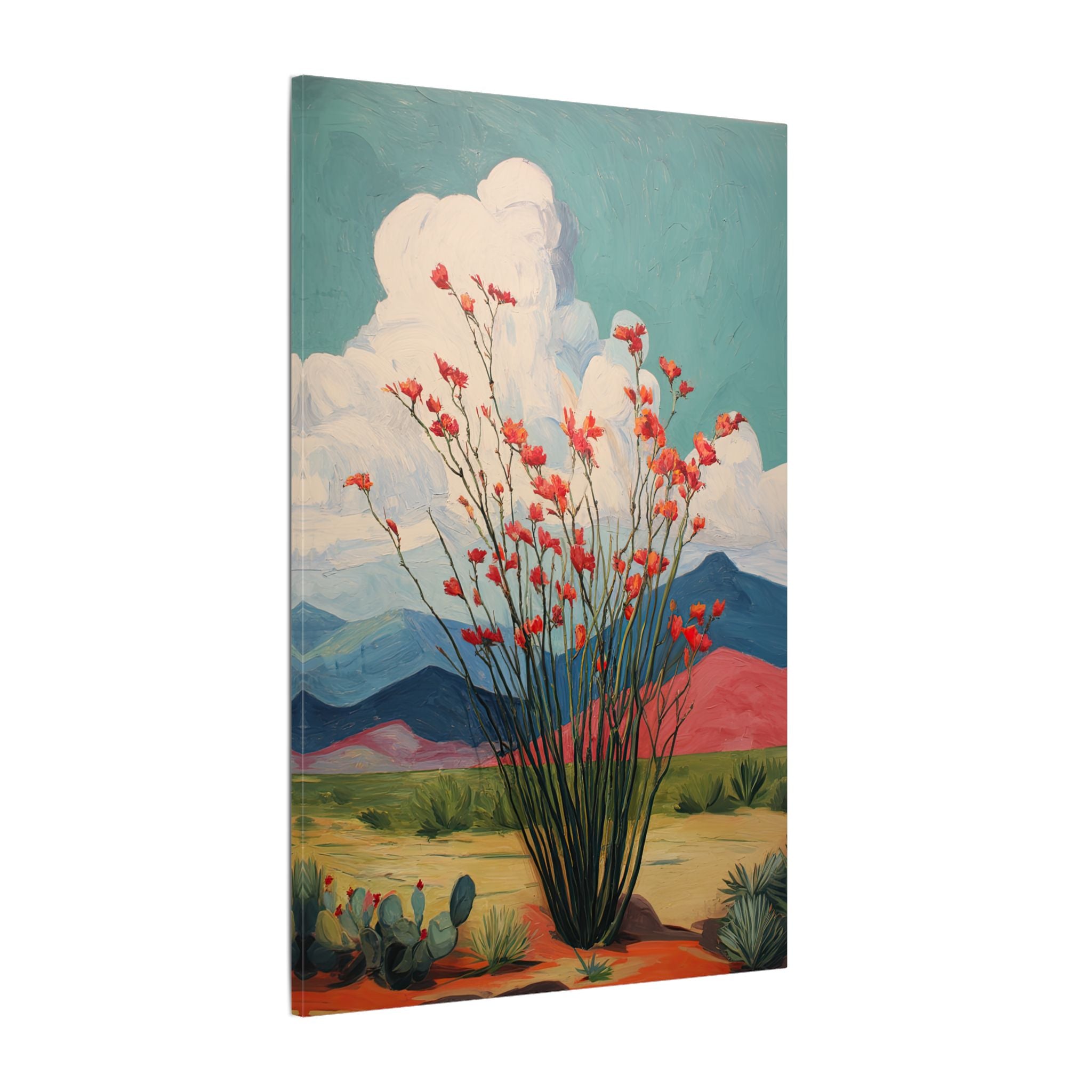 .75" Matte Canvas - Ocotillo Cactus Desert Bloom