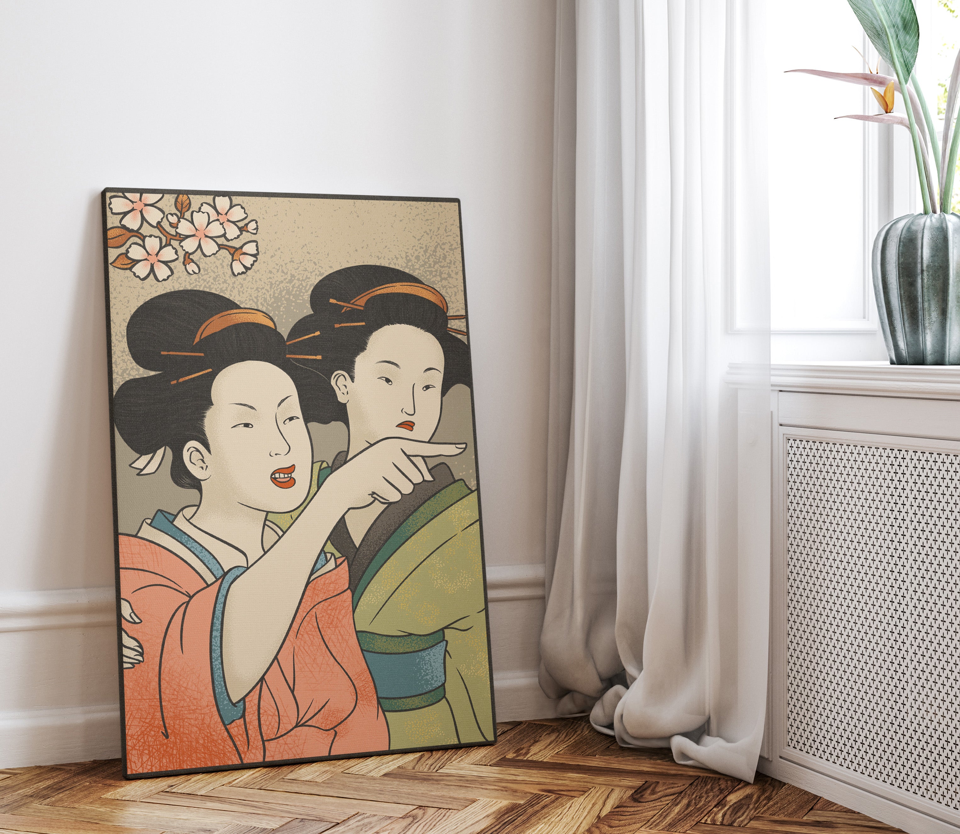 1.25" Matte Canvas - Japanese Woman Yells at Cat
