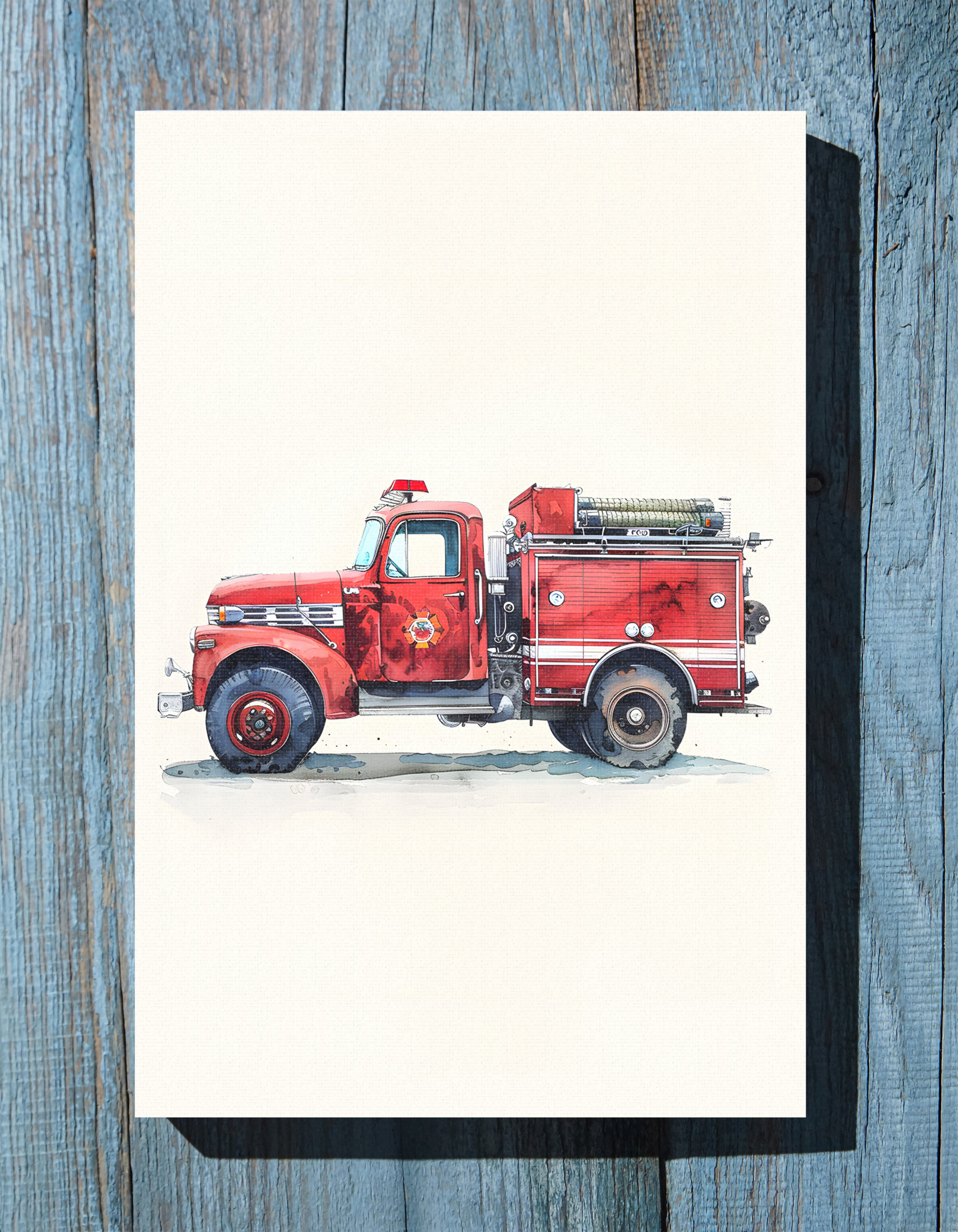 .75" Matte Canvas - Vintage Firetruck Nursery