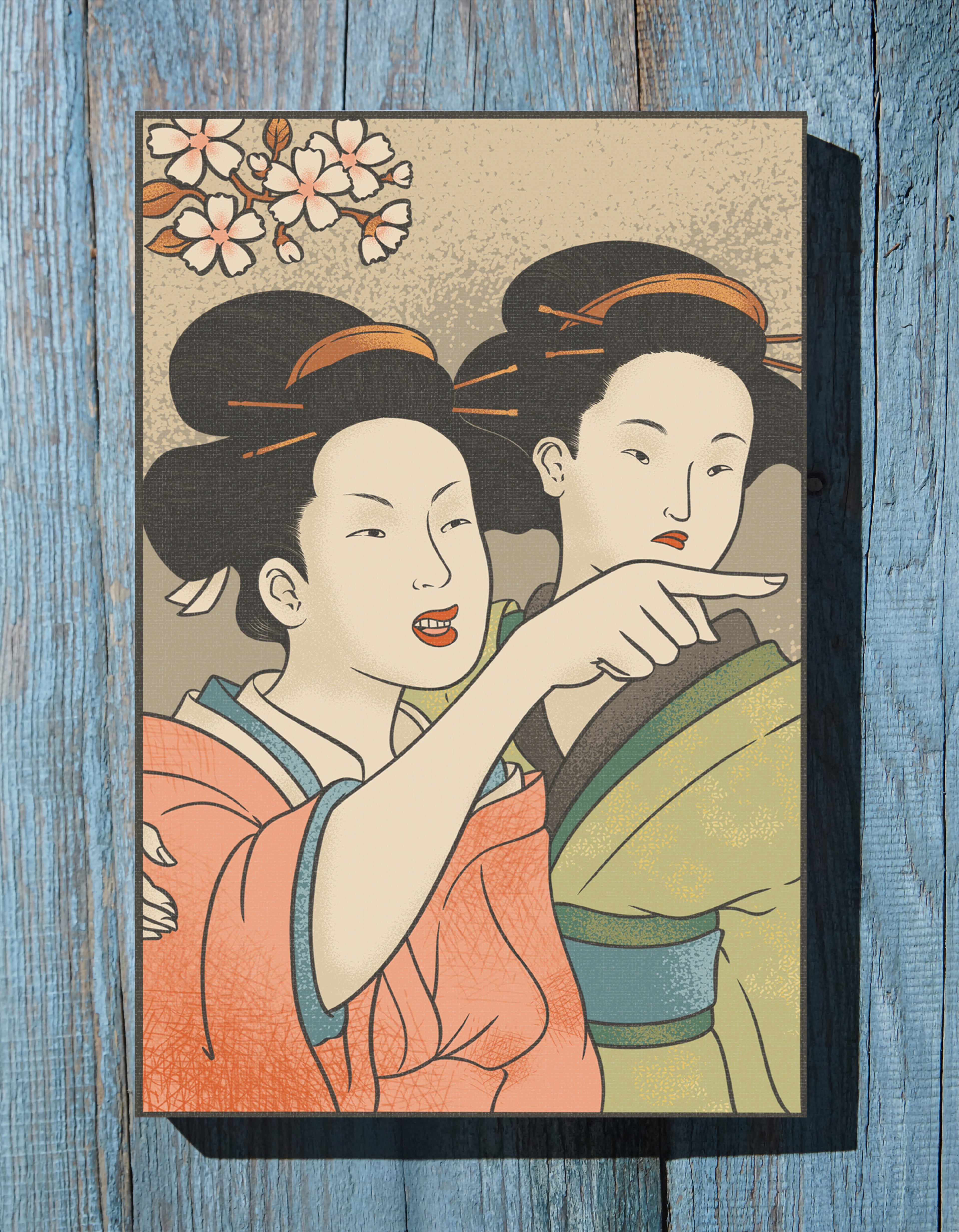 1.25" Matte Canvas - Japanese Woman Yells at Cat