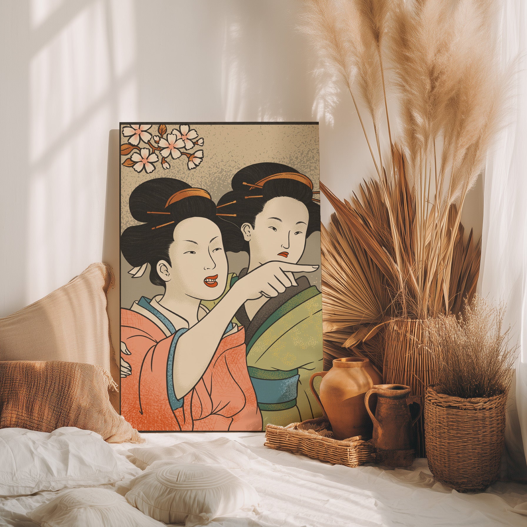 1.25" Matte Canvas - Japanese Woman Yells at Cat