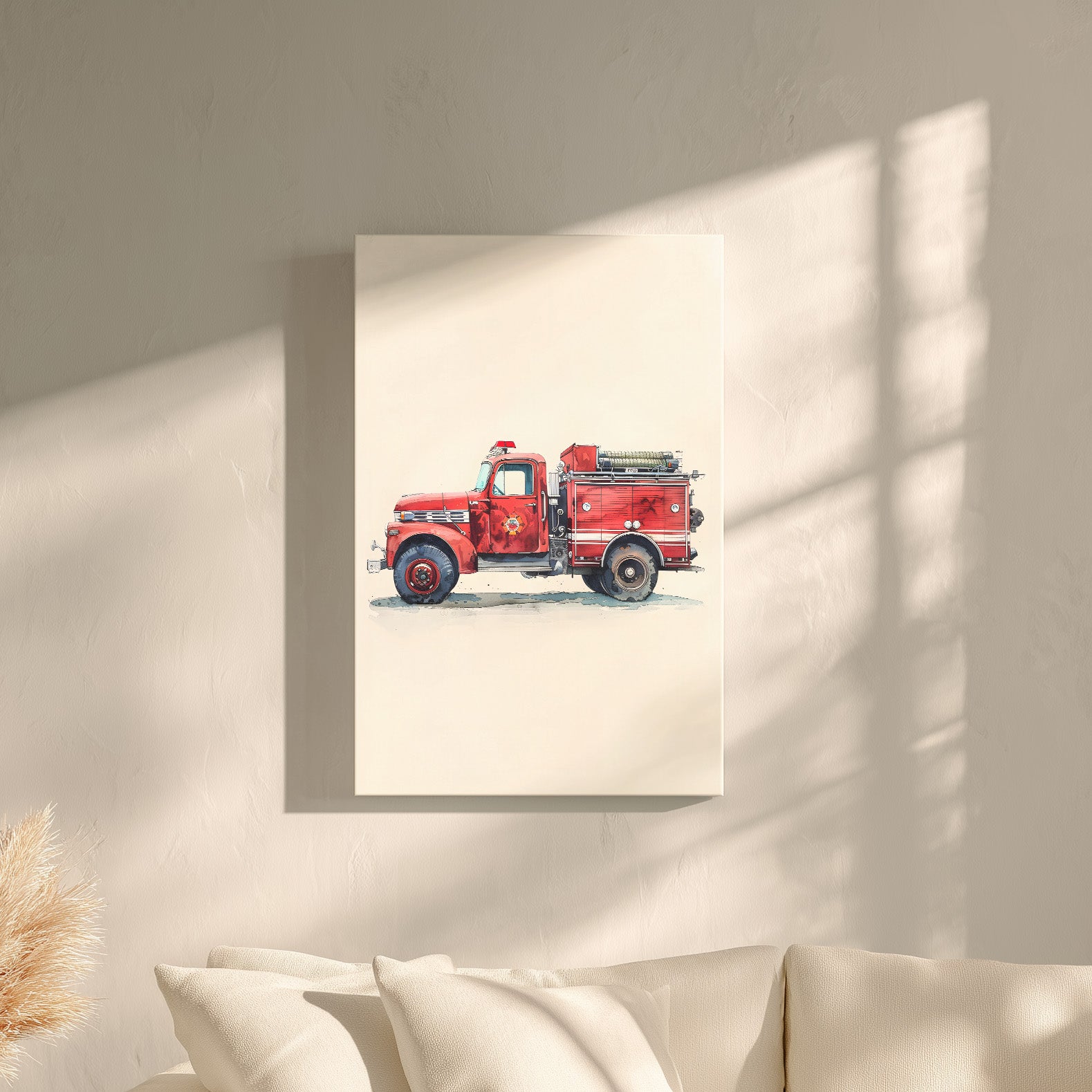 .75" Matte Canvas - Vintage Firetruck Nursery