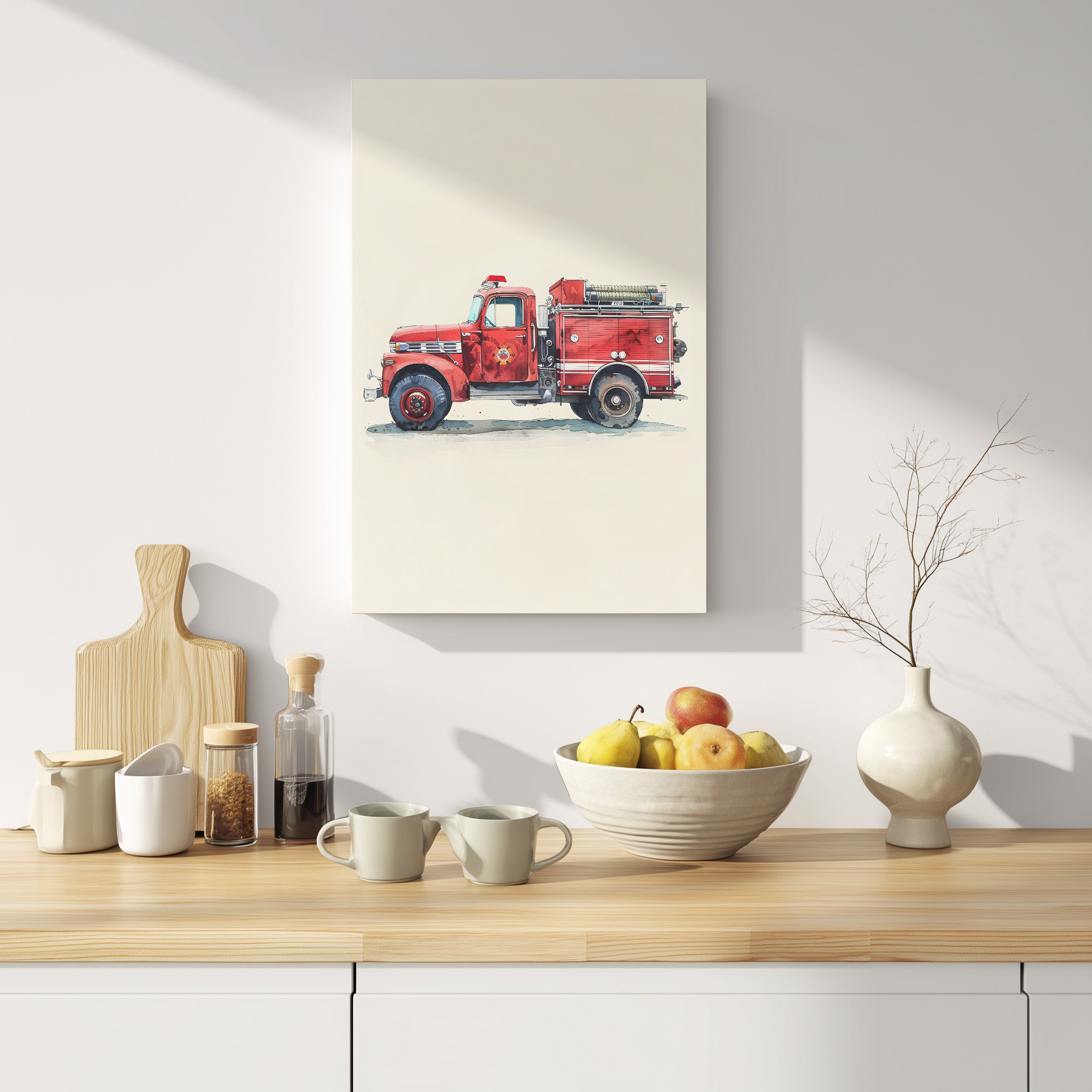 .75" Matte Canvas - Vintage Firetruck Nursery
