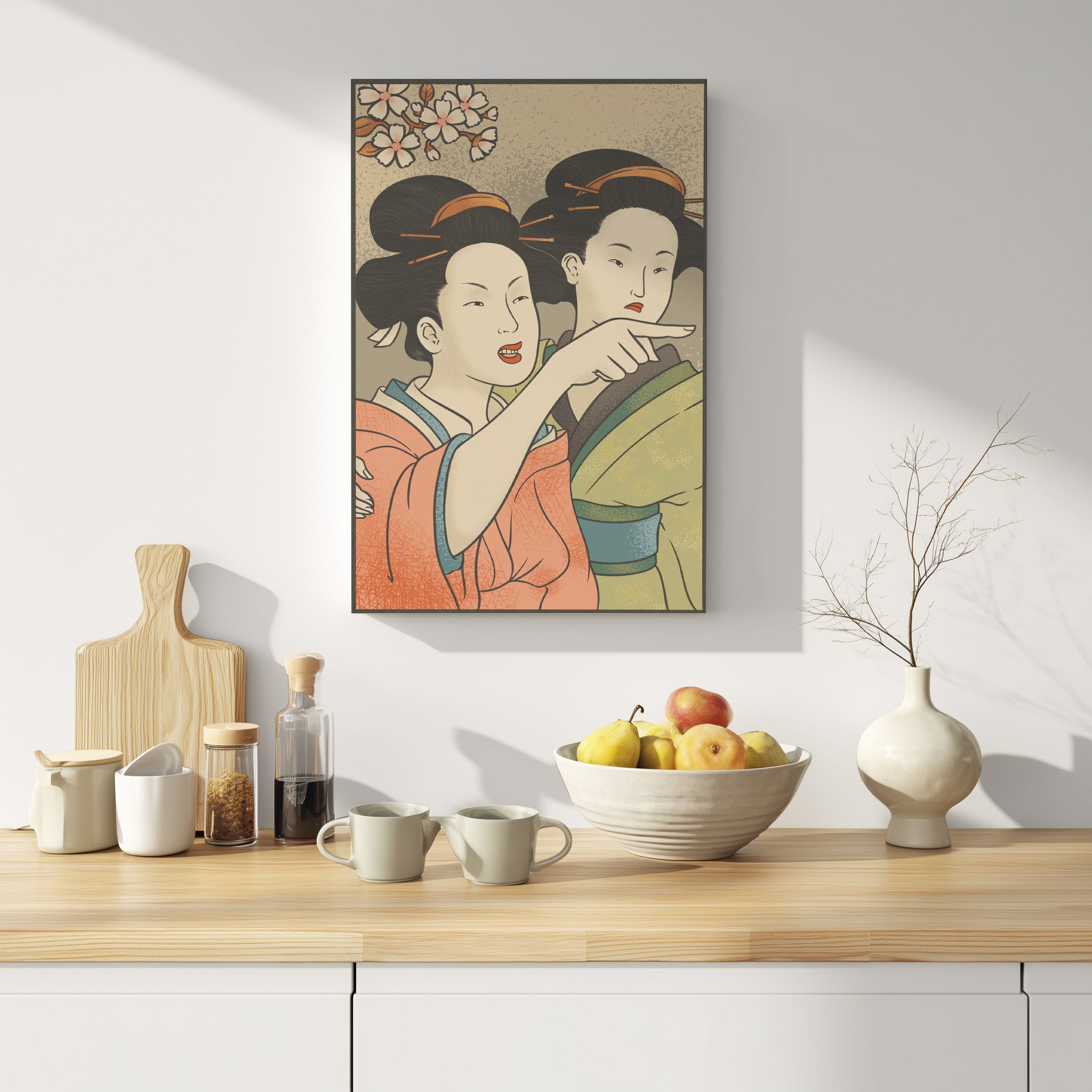 1.25" Matte Canvas - Japanese Woman Yells at Cat