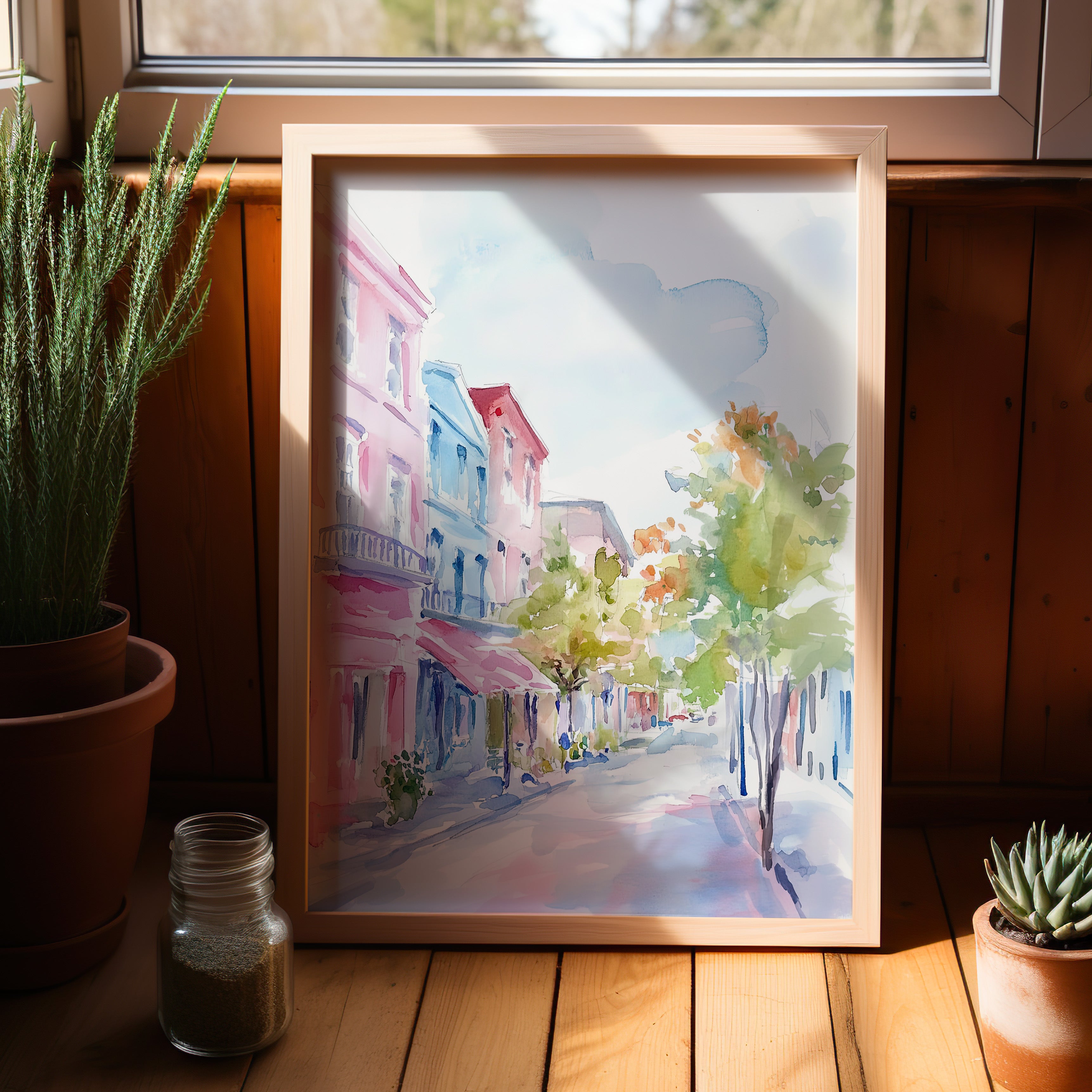 Pastel Charleston Street Scene