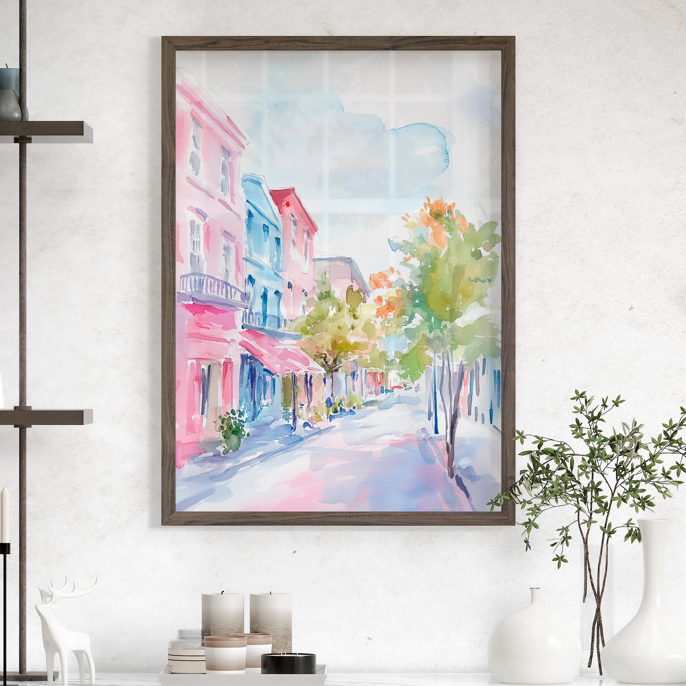 Pastel Charleston Street Scene