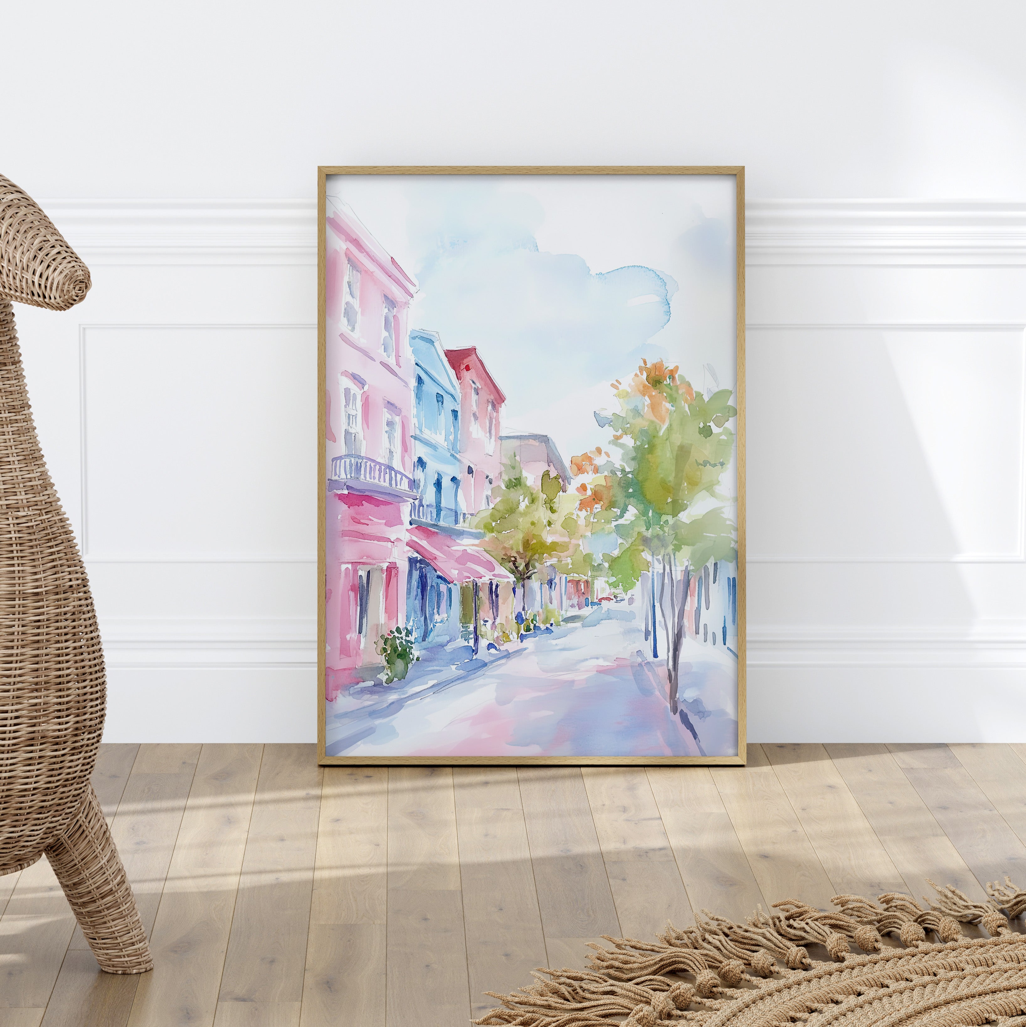 Pastel Charleston Street Scene