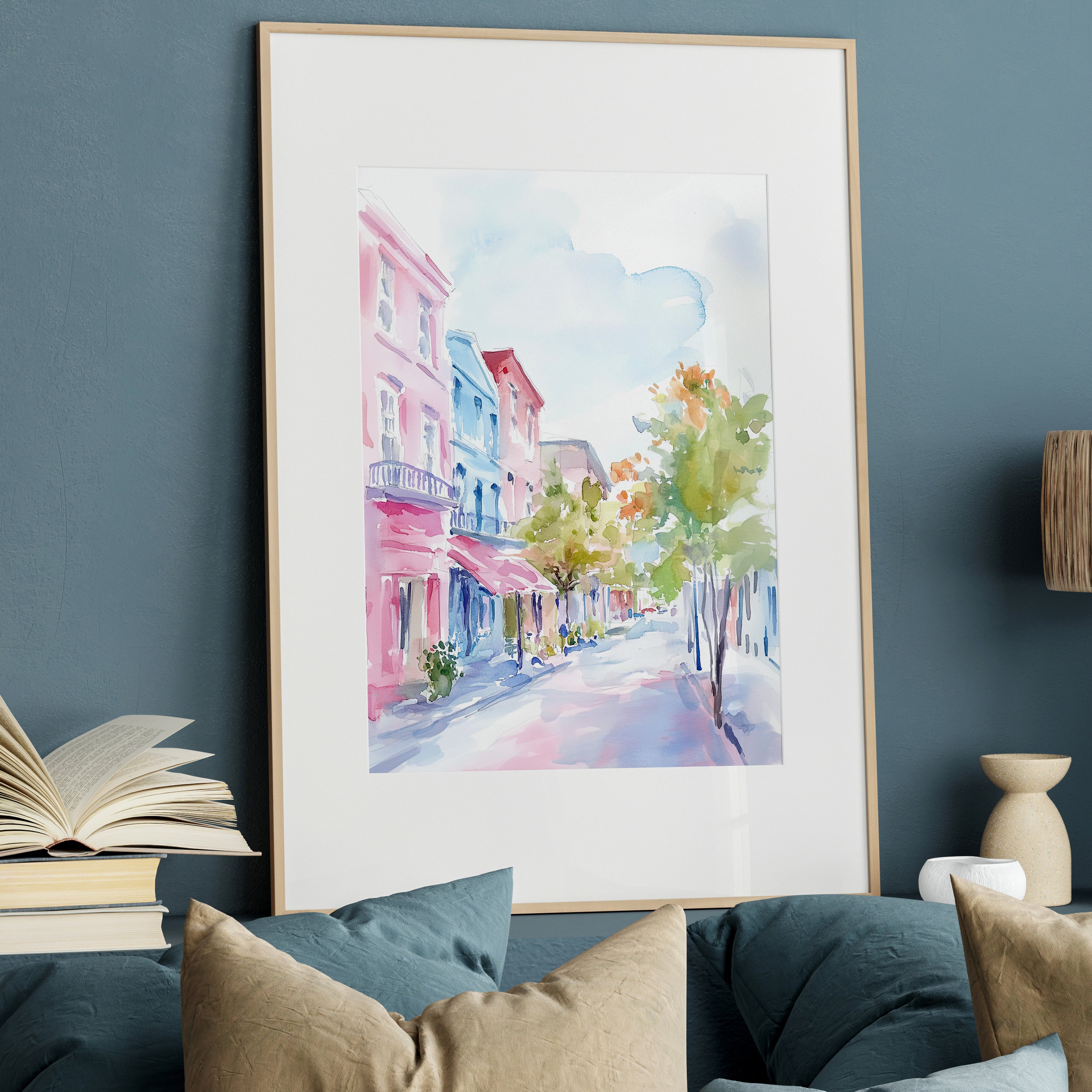 Pastel Charleston Street Scene