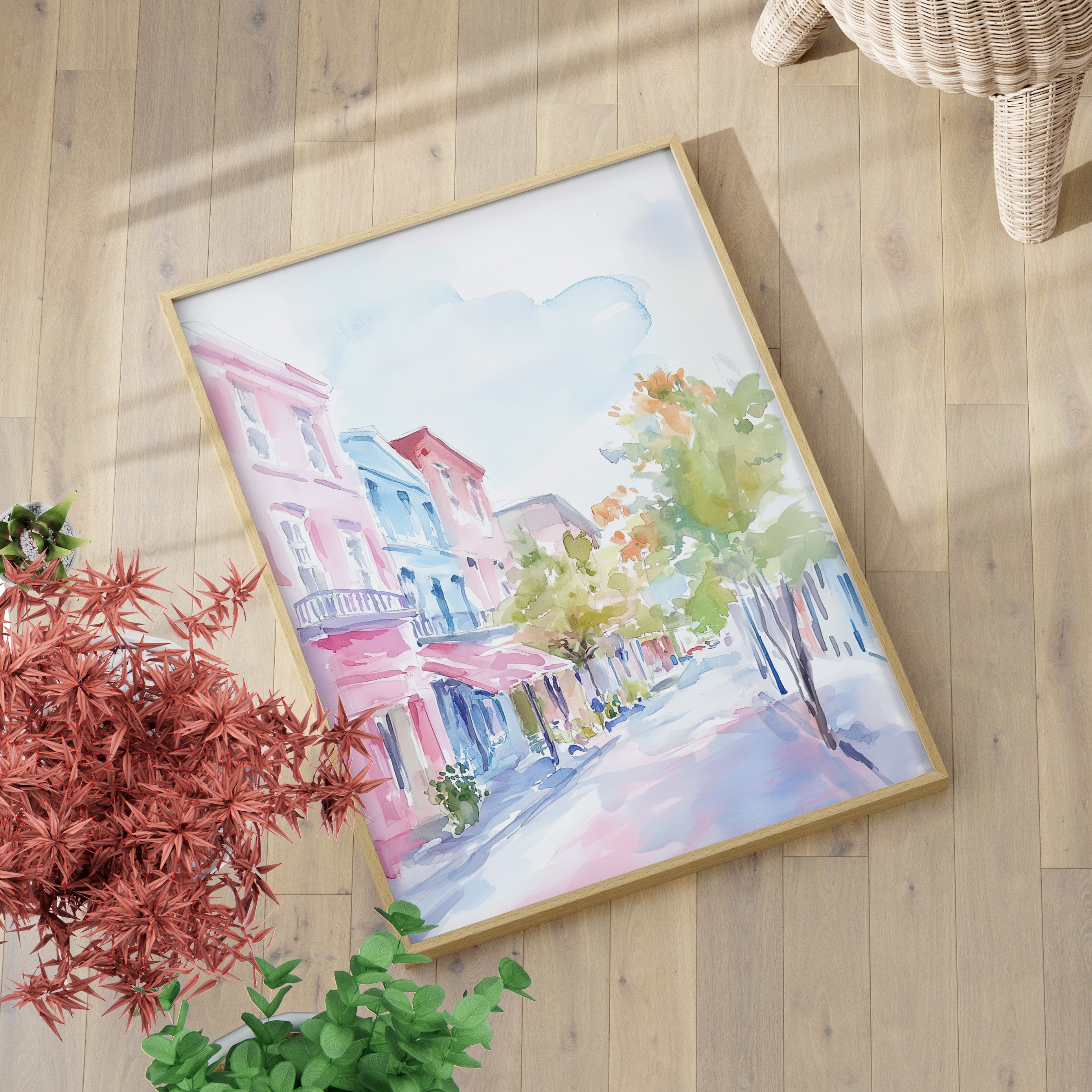 Pastel Charleston Street Scene