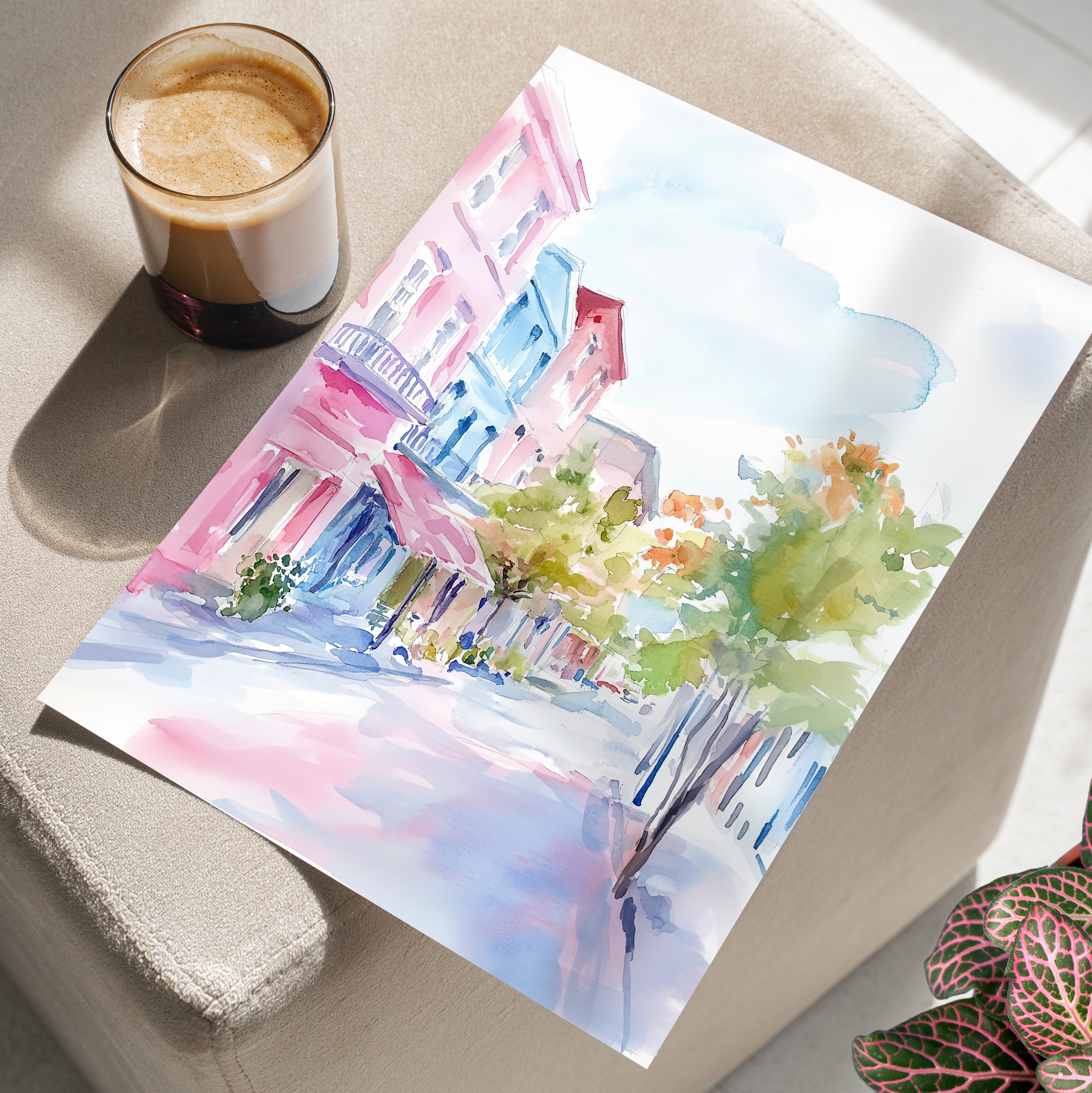 Pastel Charleston Street Scene