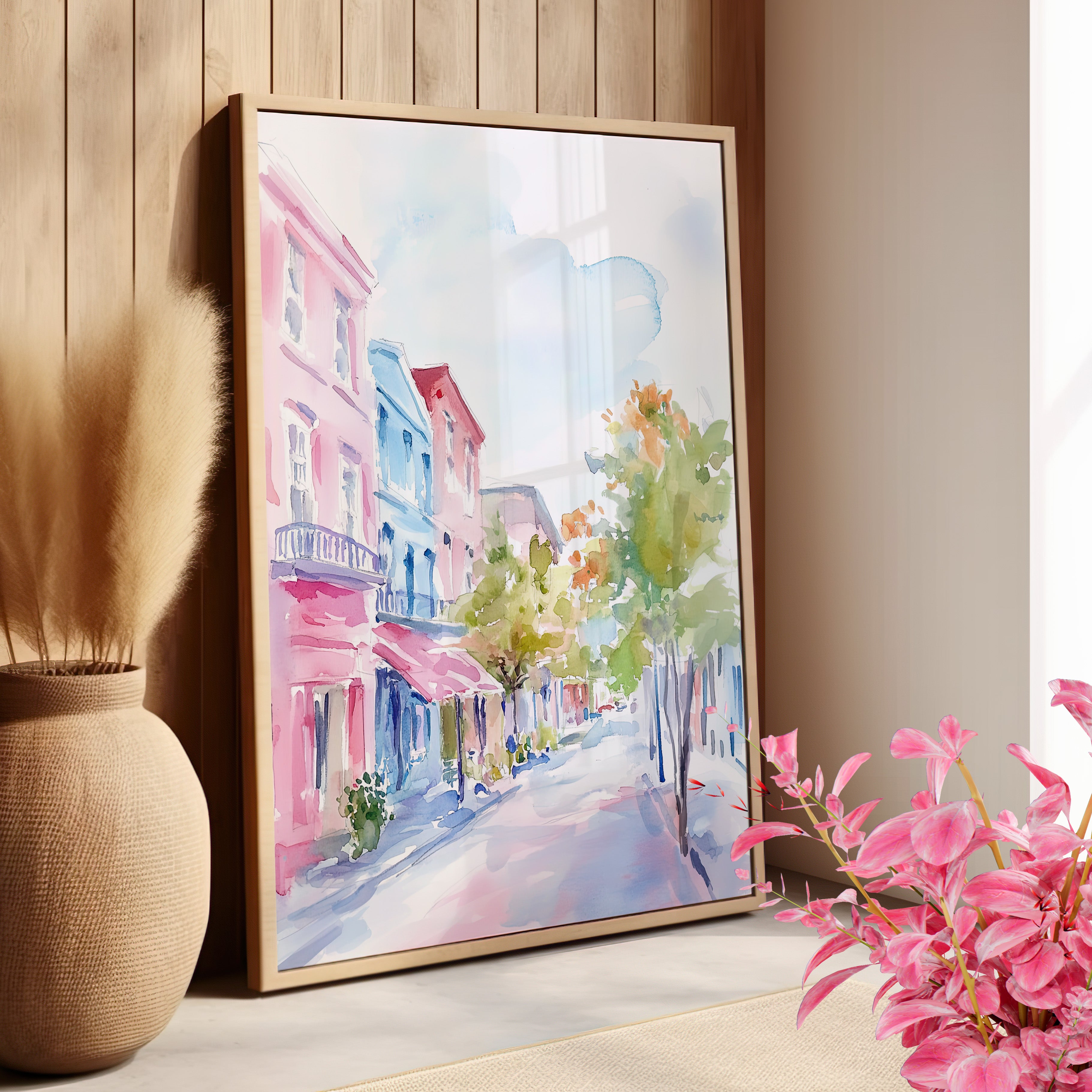 Pastel Charleston Street Scene