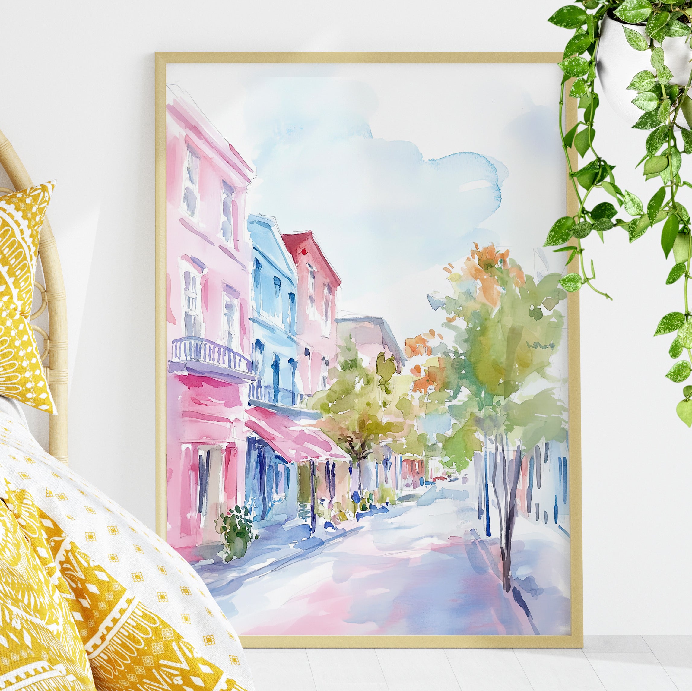 Pastel Charleston Street Scene