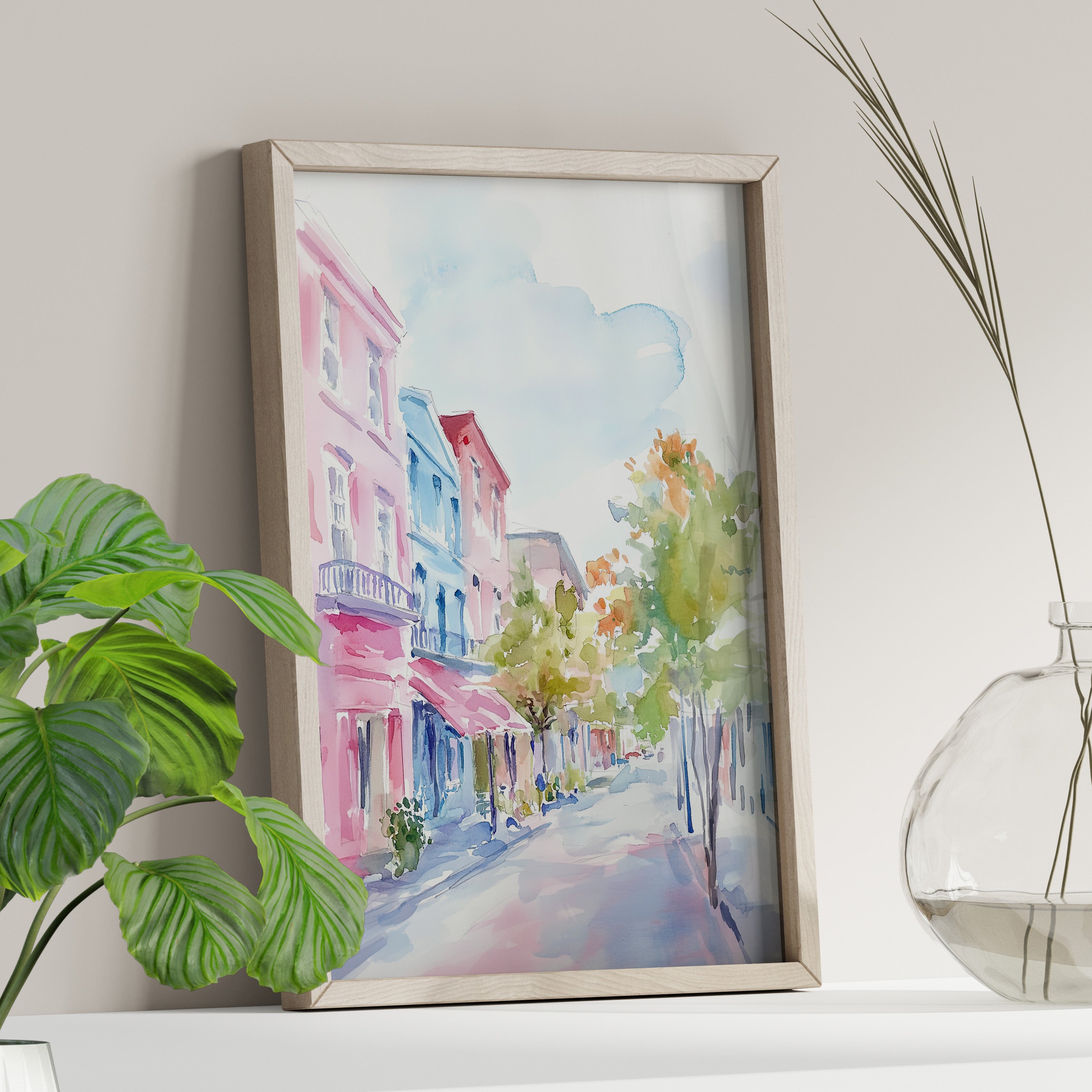Pastel Charleston Street Scene
