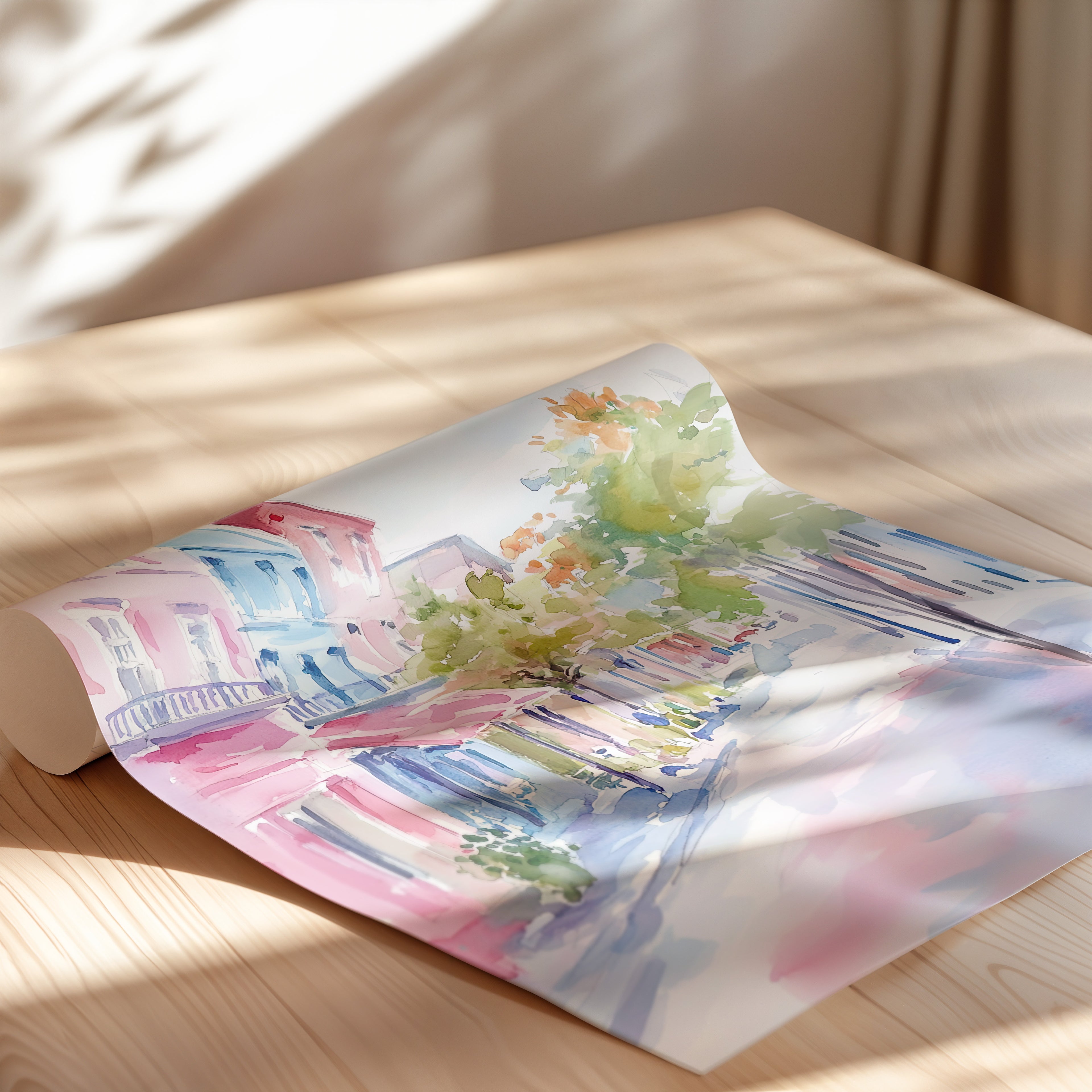 Pastel Charleston Street Scene