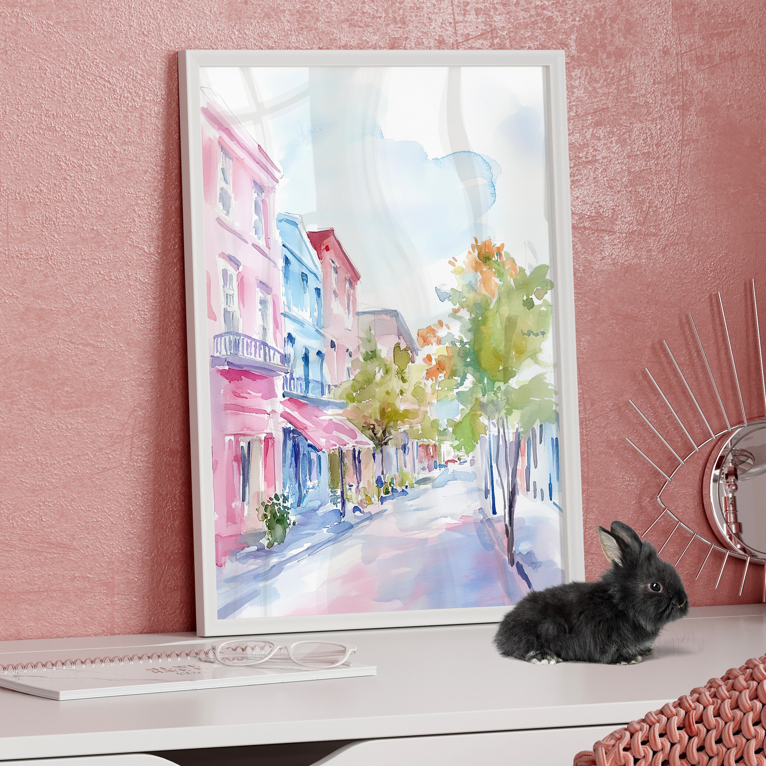 Framed Paper Print - Pastel Charleston Street Scene