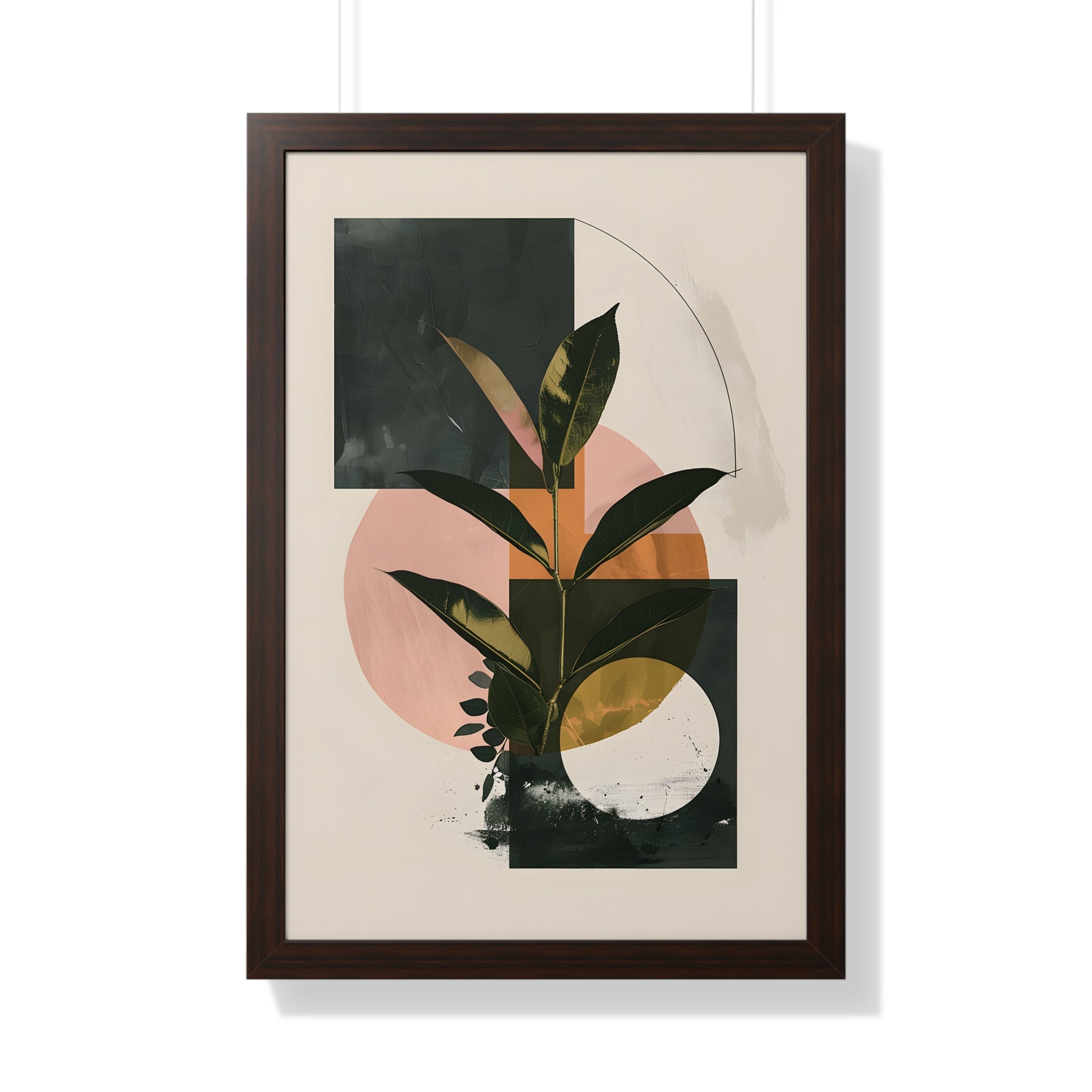 Framed Paper Print - Blush Geometry Leafscape