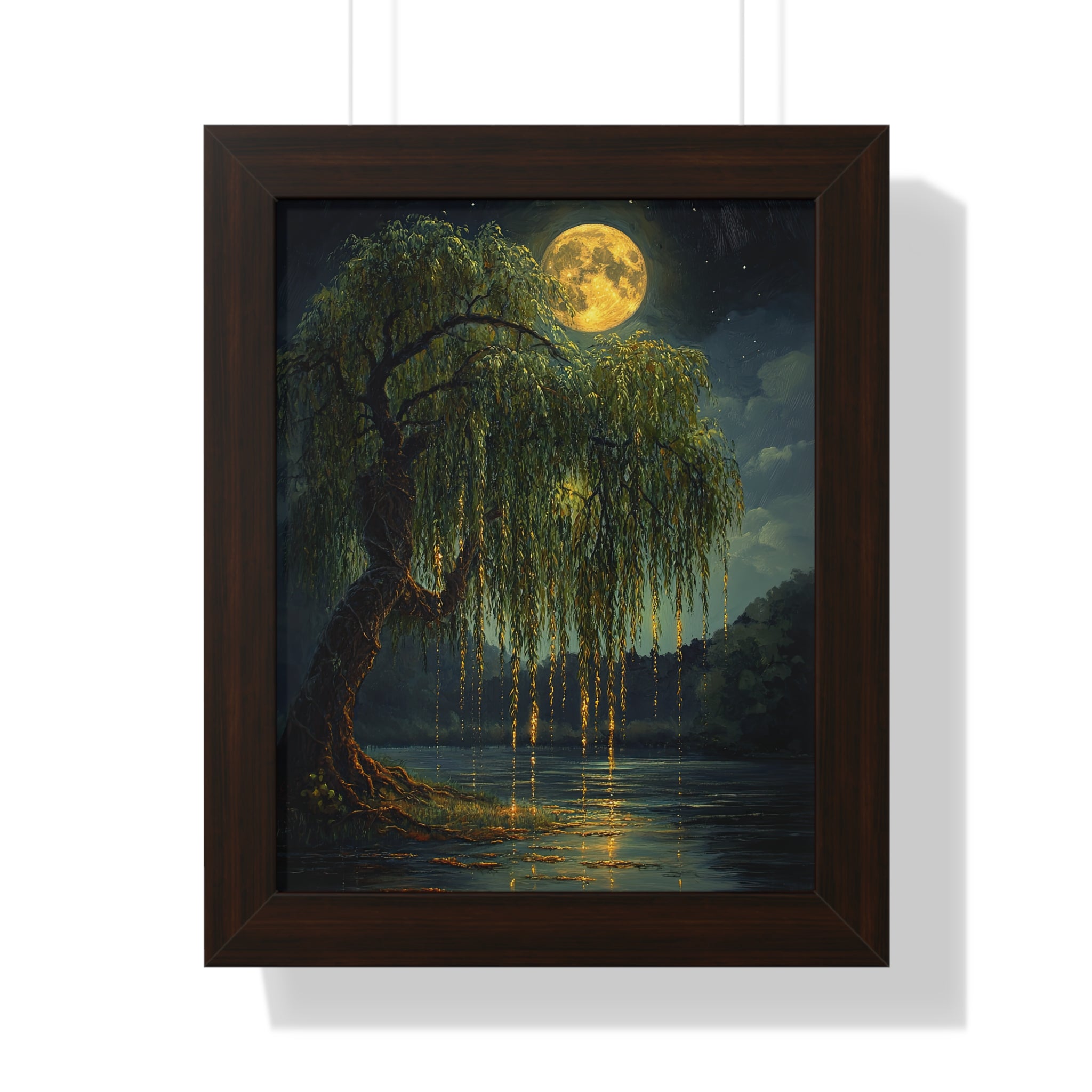 Framed Paper Print - Moonlit Willow Glow