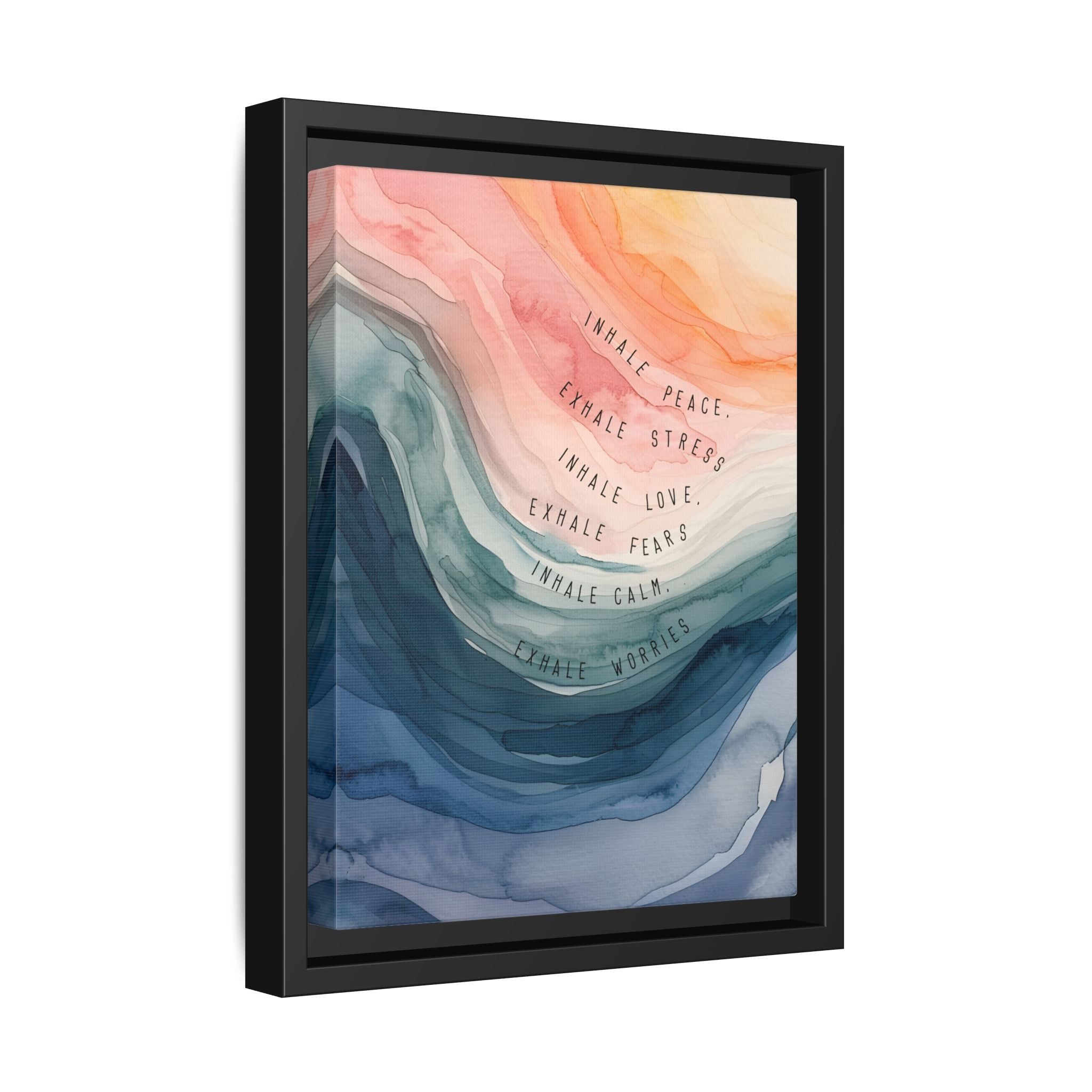 Framed Canvas - Inhale Exhale Watercolor Calm