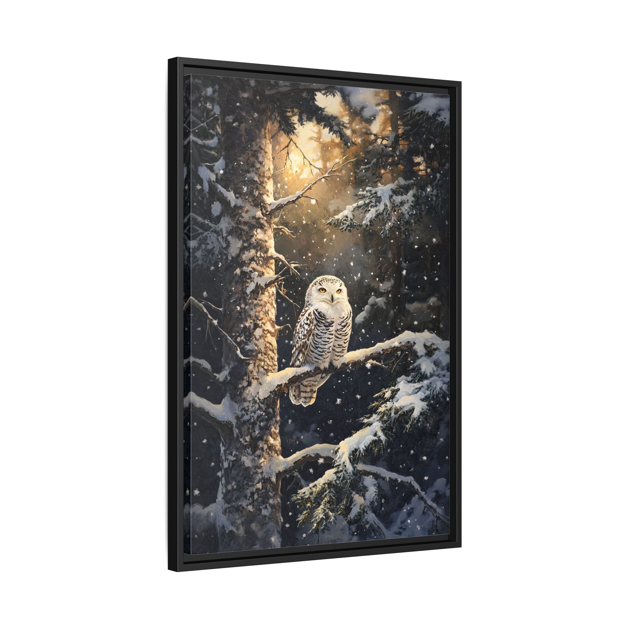 Framed Canvas - Silent Gaze Snow Owl